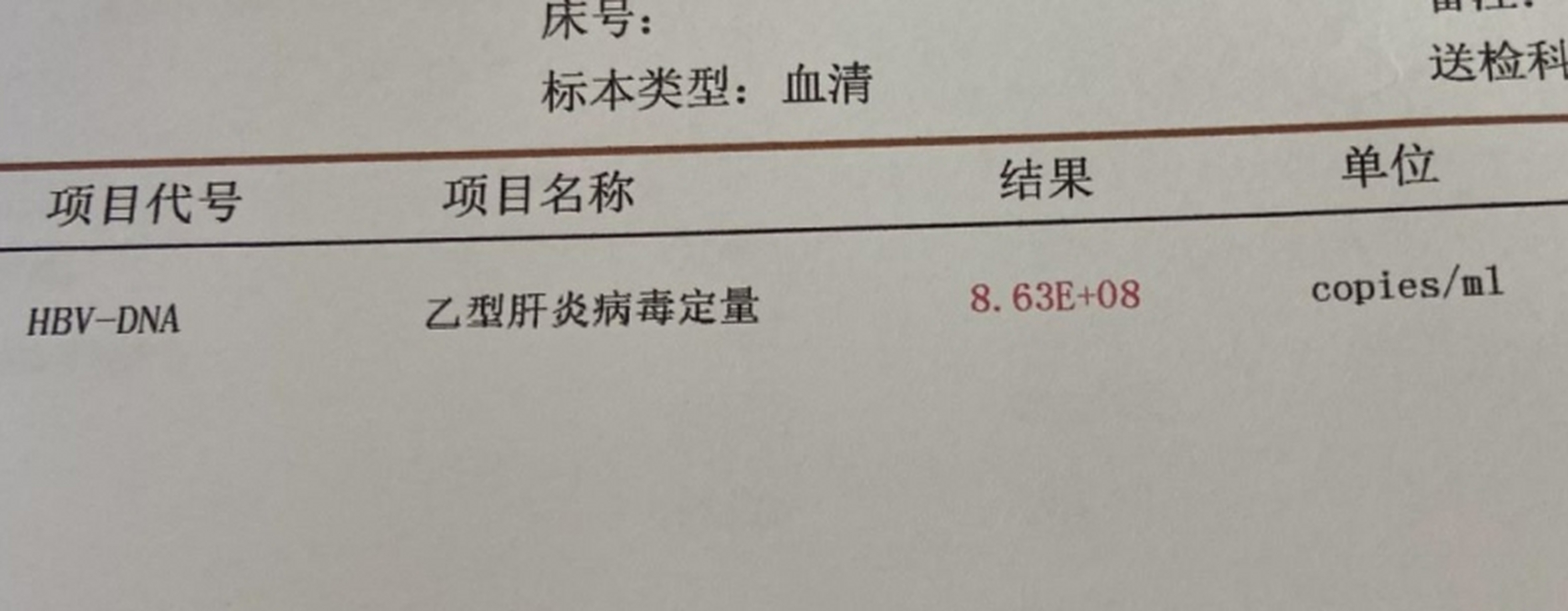 主要分这几个方面,就是一个乙肝病毒的这种定量检测,结果这一栏肋边