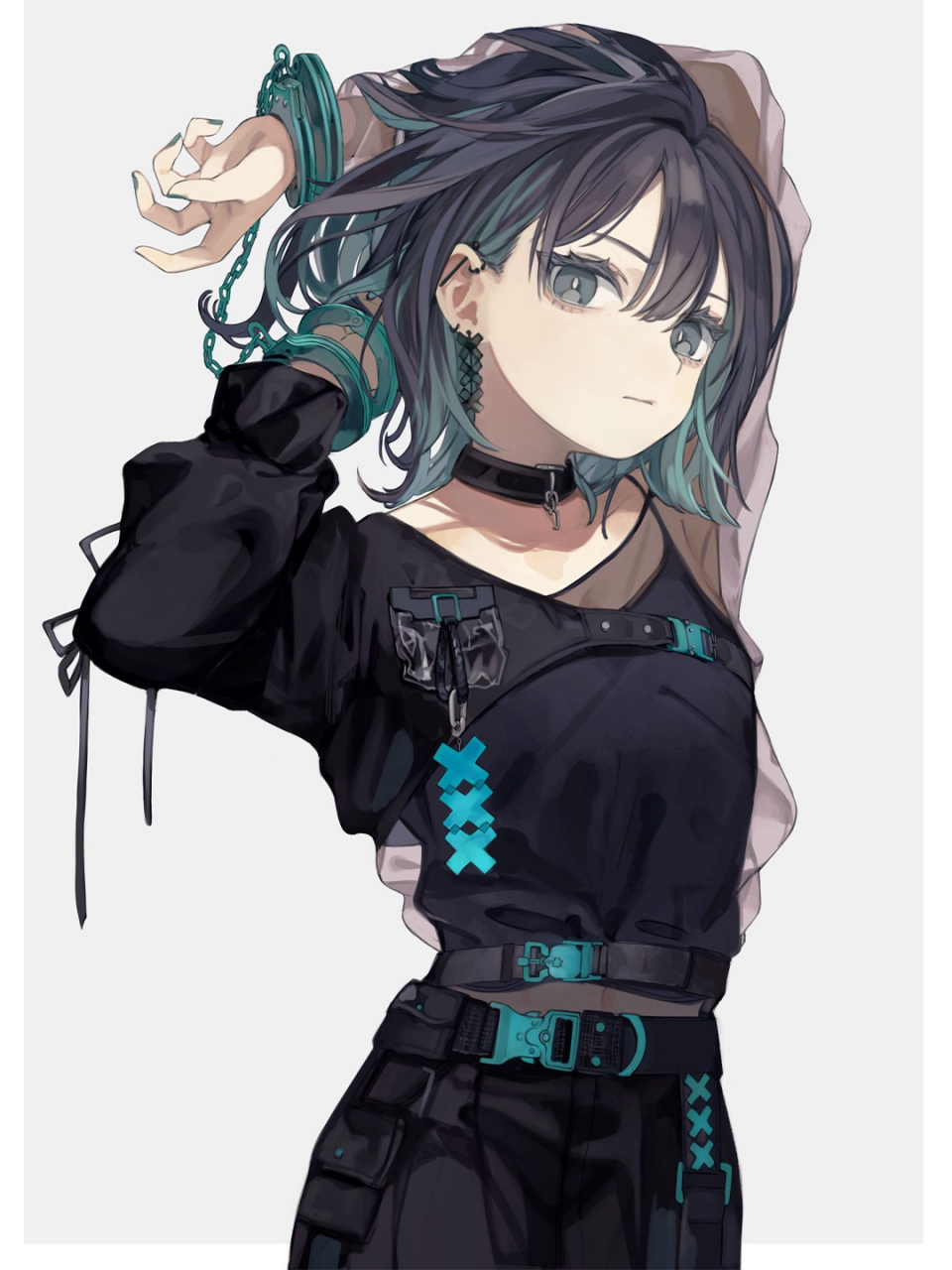 画师ときわた(twi:tokiwata_soul )的一组又萌又拽的灰色系二次元少女