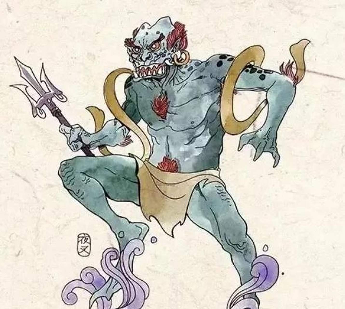 网友:夜叉是佛教传说中的吃人恶鬼,青面獠牙,行动迅速,能够飞天,后受