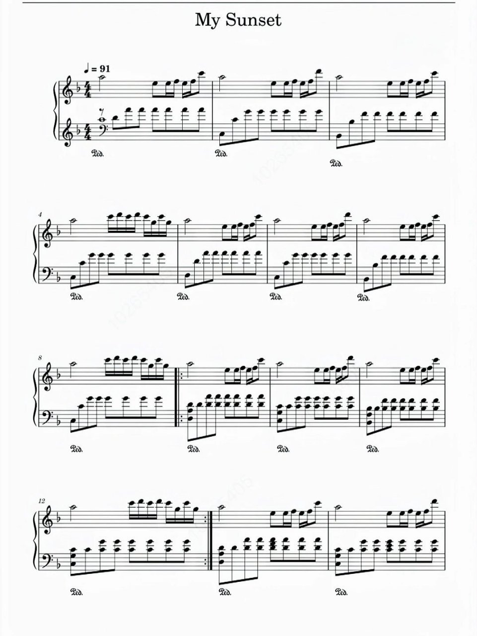 钢琴谱分享	"《my sunset》  "