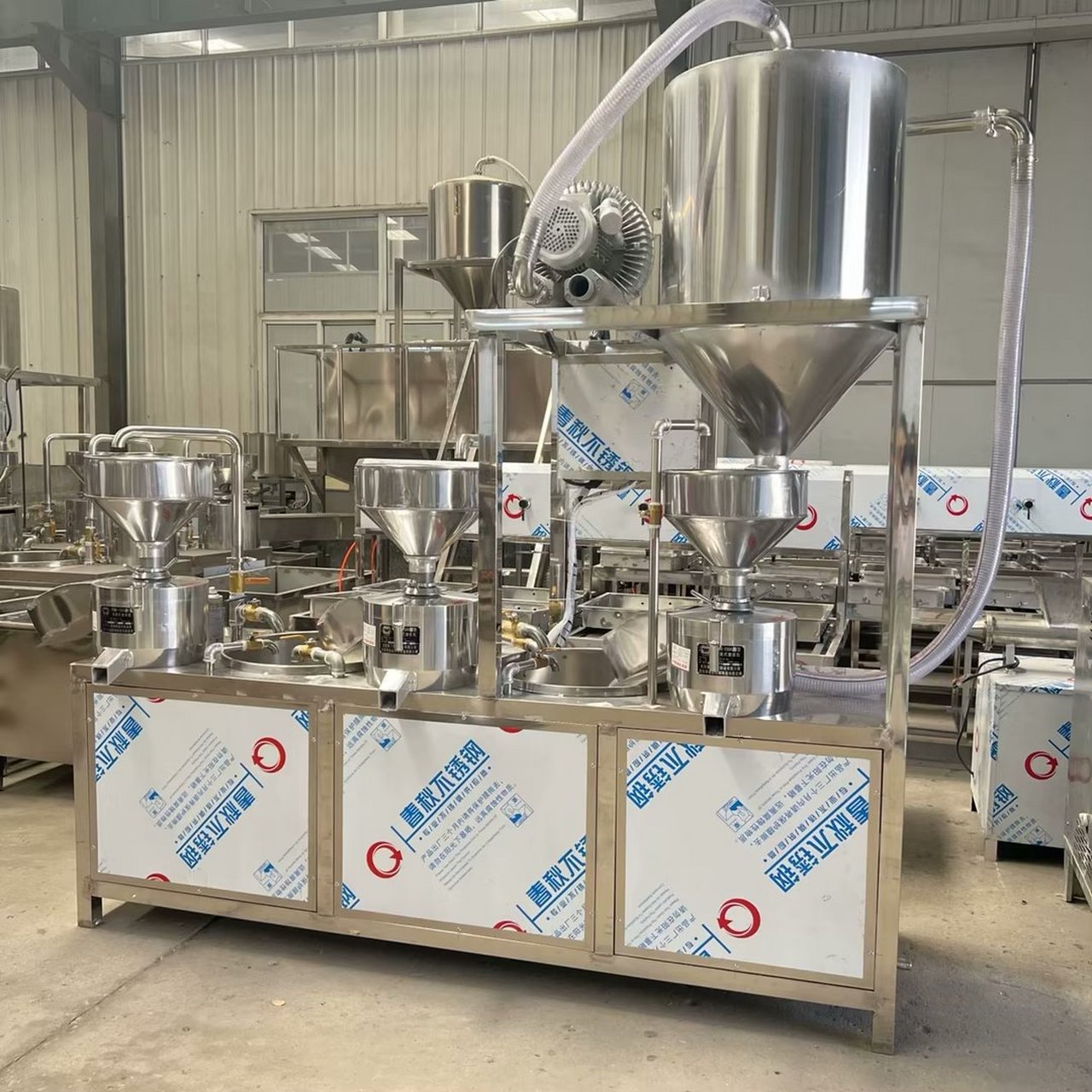 大型商用三连磨豆制品设备 两联三联磨浆机真空吸豆装置  工作效率高