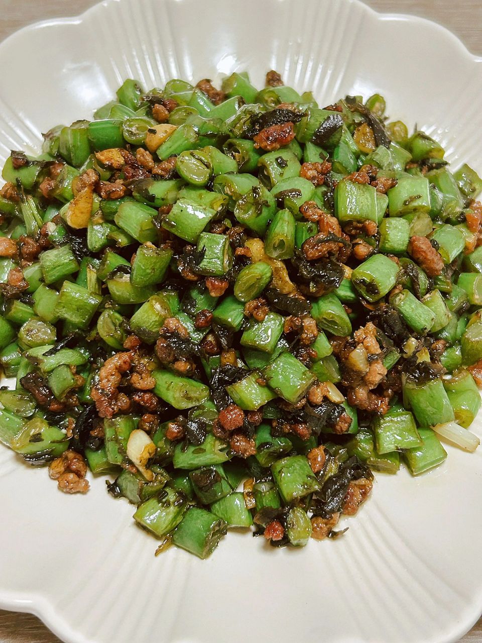 肉沫橄榄菜四季豆!