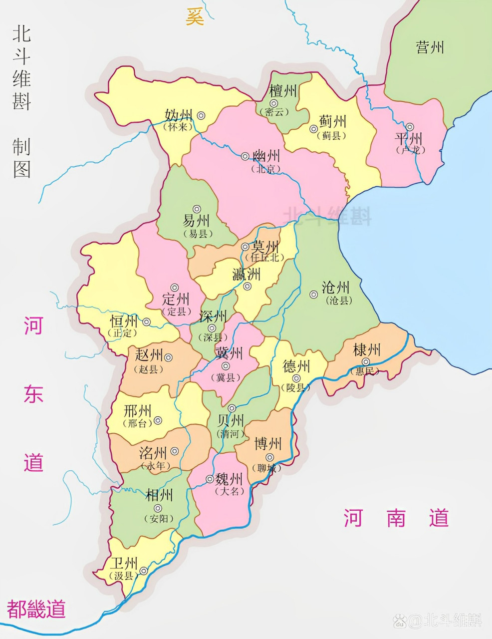 要说河北省山的雏形就是唐朝的河北道,河北道的布局与幽州,汉代的冀州