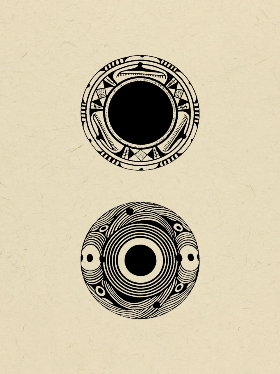 新石器纹样  彩陶纹样-图案1仰韶文化彩陶,图案2,3,4,5,6 马家窑文化