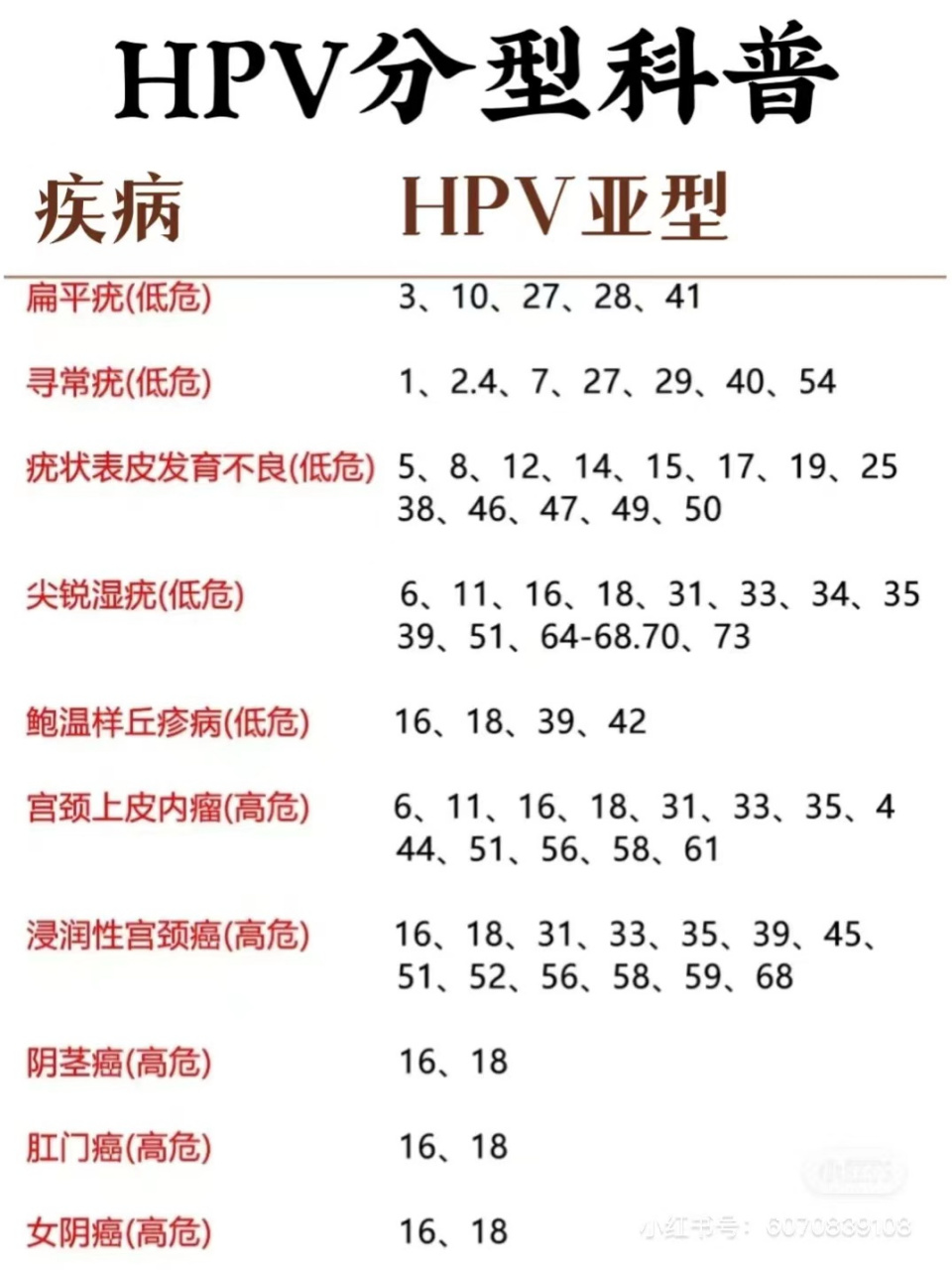 【一张图教你hpv分型科普 点开图片看看,hpv的详细分型.