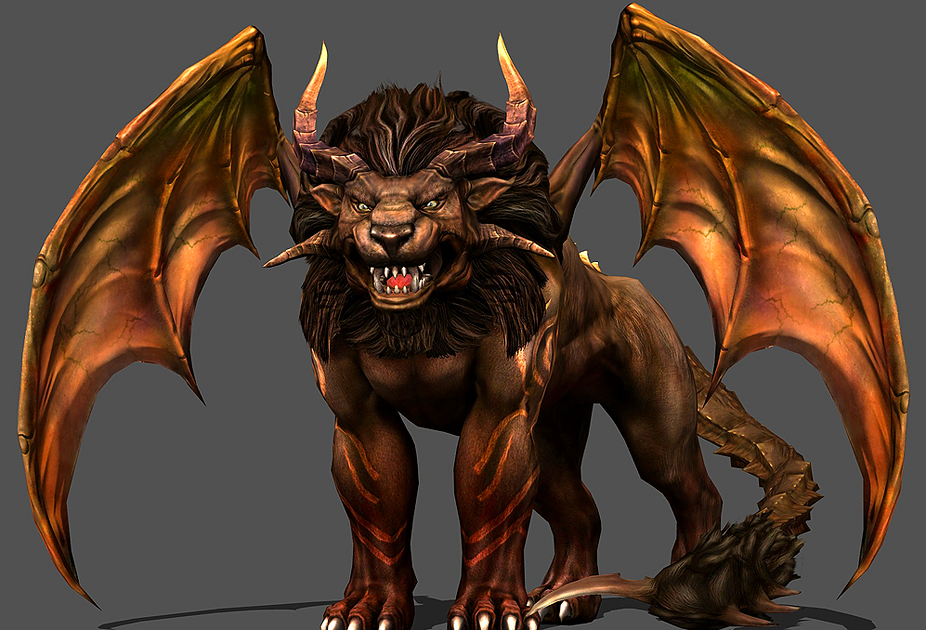 在游戏中,毒蝎狮是一种集合了蝙蝠,蝎子和狮子三种猛兽特征的怪物,但