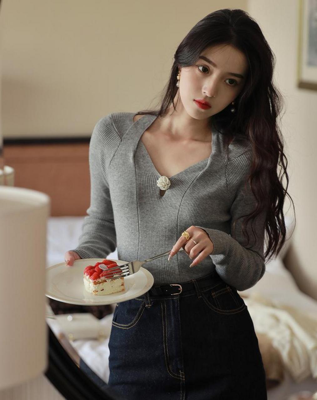 女孩子精瘦穿衣,省布料了,光吃不胖型【笑哭】