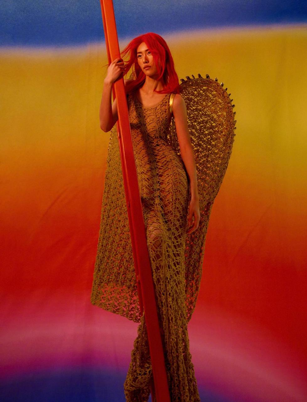 刘雯vogue12月号封面大片,丰富的色调,红发,翅膀异性长裙,大表姐时尚