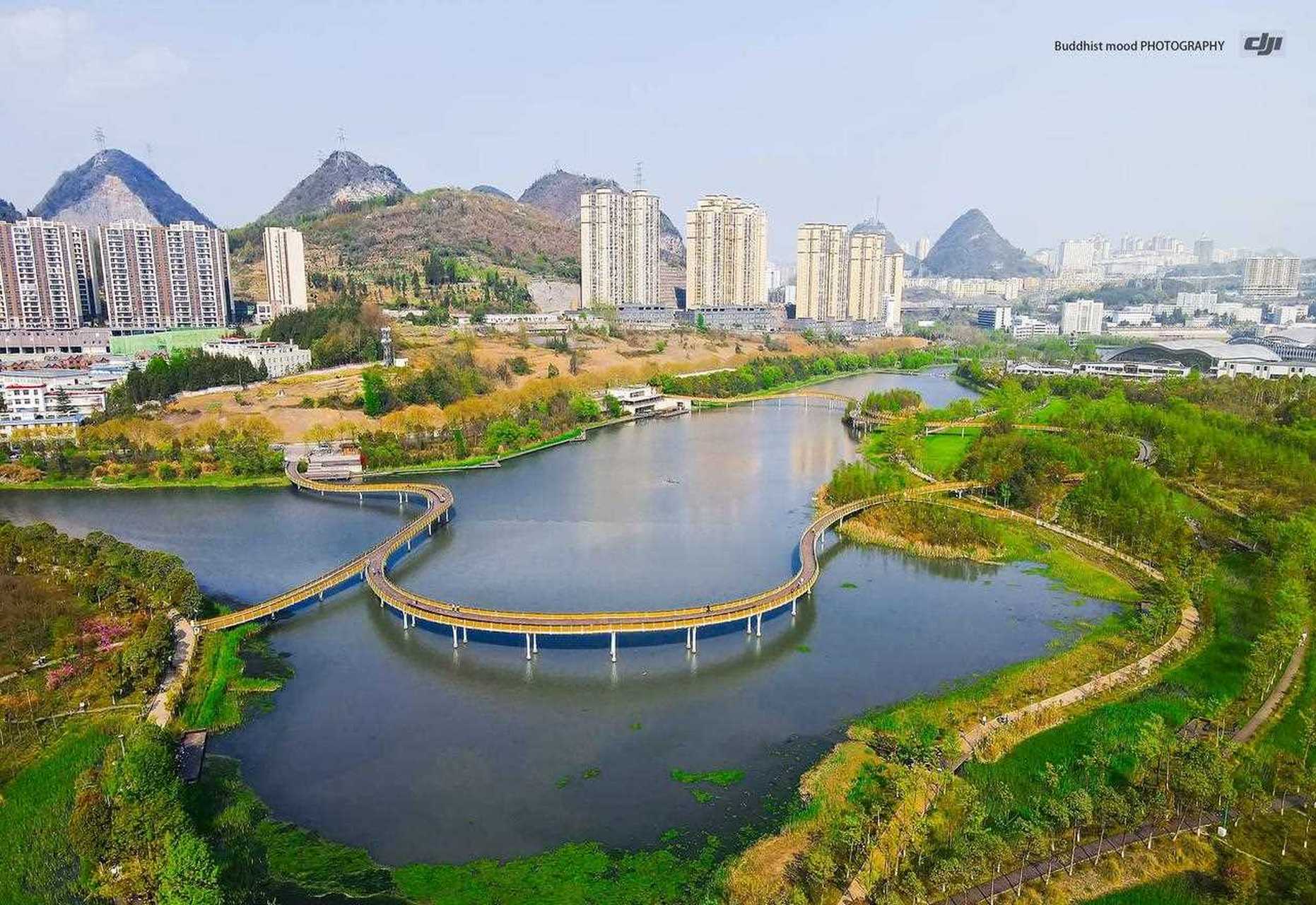 航拍作品六盘水明湖国家湿地公园.