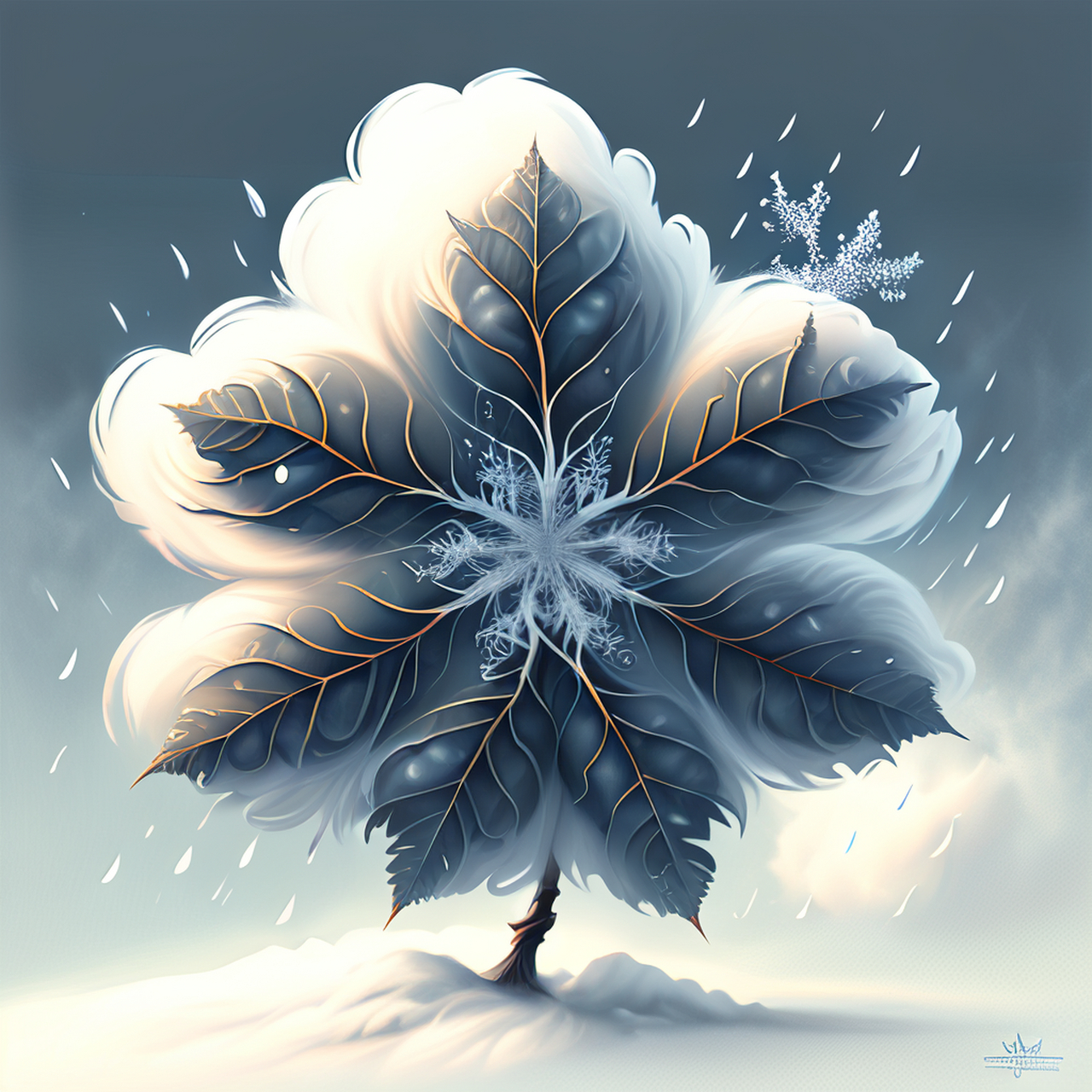 含风云叶细,间雨雪花轻.宁静,恬淡,闲静#百度ai绘图黑科技