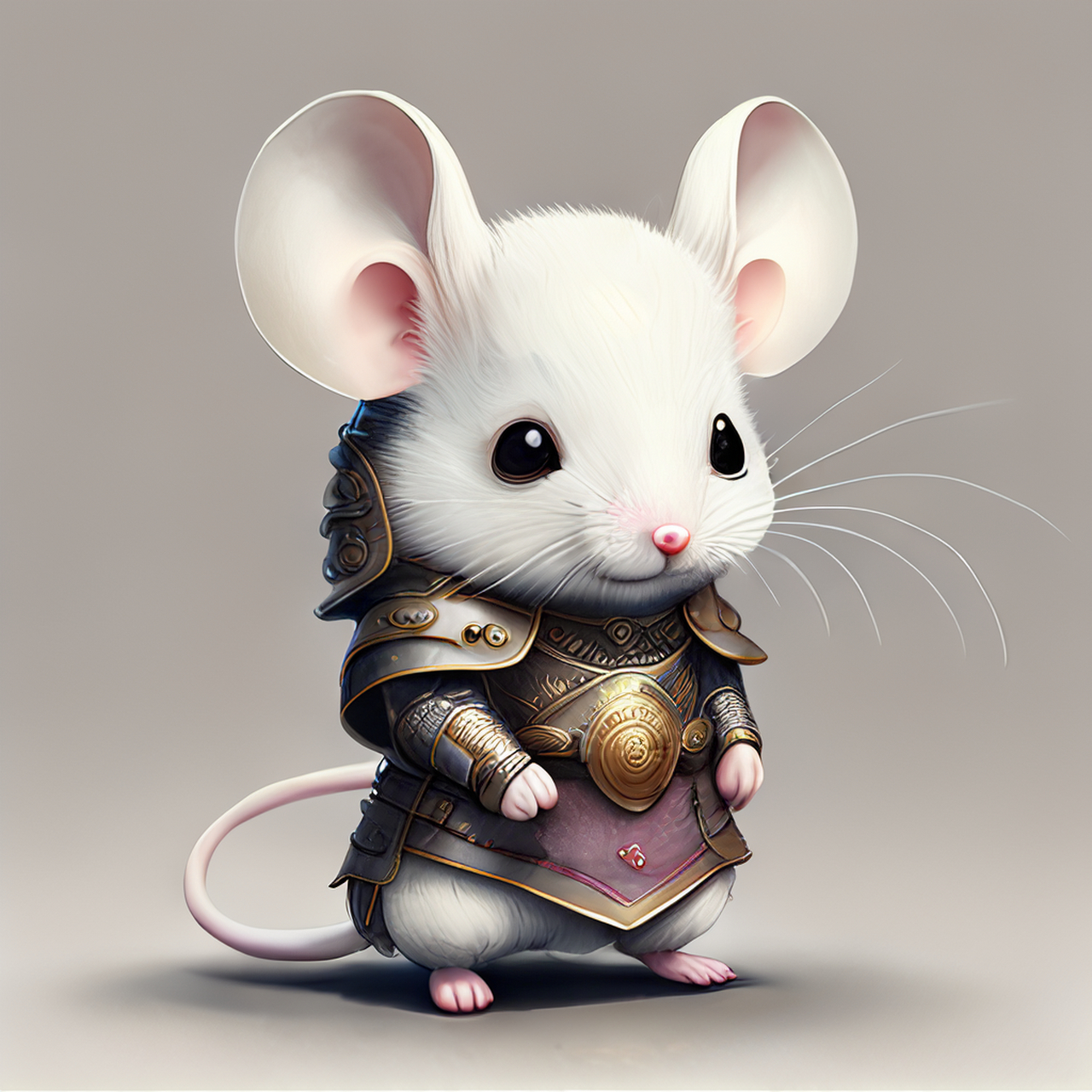 百度ai绘图黑科技#中国生肖,可爱的小白鼠,穿着中国盔甲,可爱的赤壁
