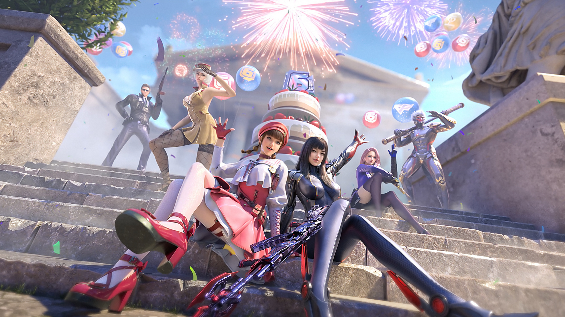 动漫女神|cf穿越火线高清壁纸:heartshot电竞女子战队由五位青春少女