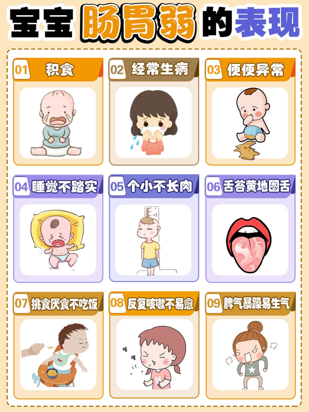 宝宝肠胃弱是指宝宝的消化系统功能相对较弱,对