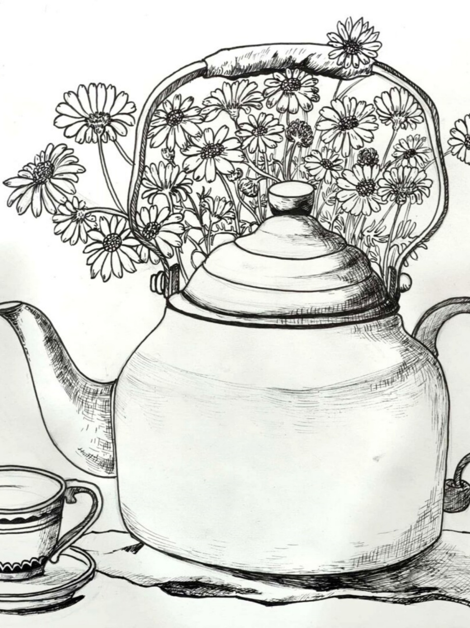 绘画主题:写生《静物茶壶》  适合年龄:8