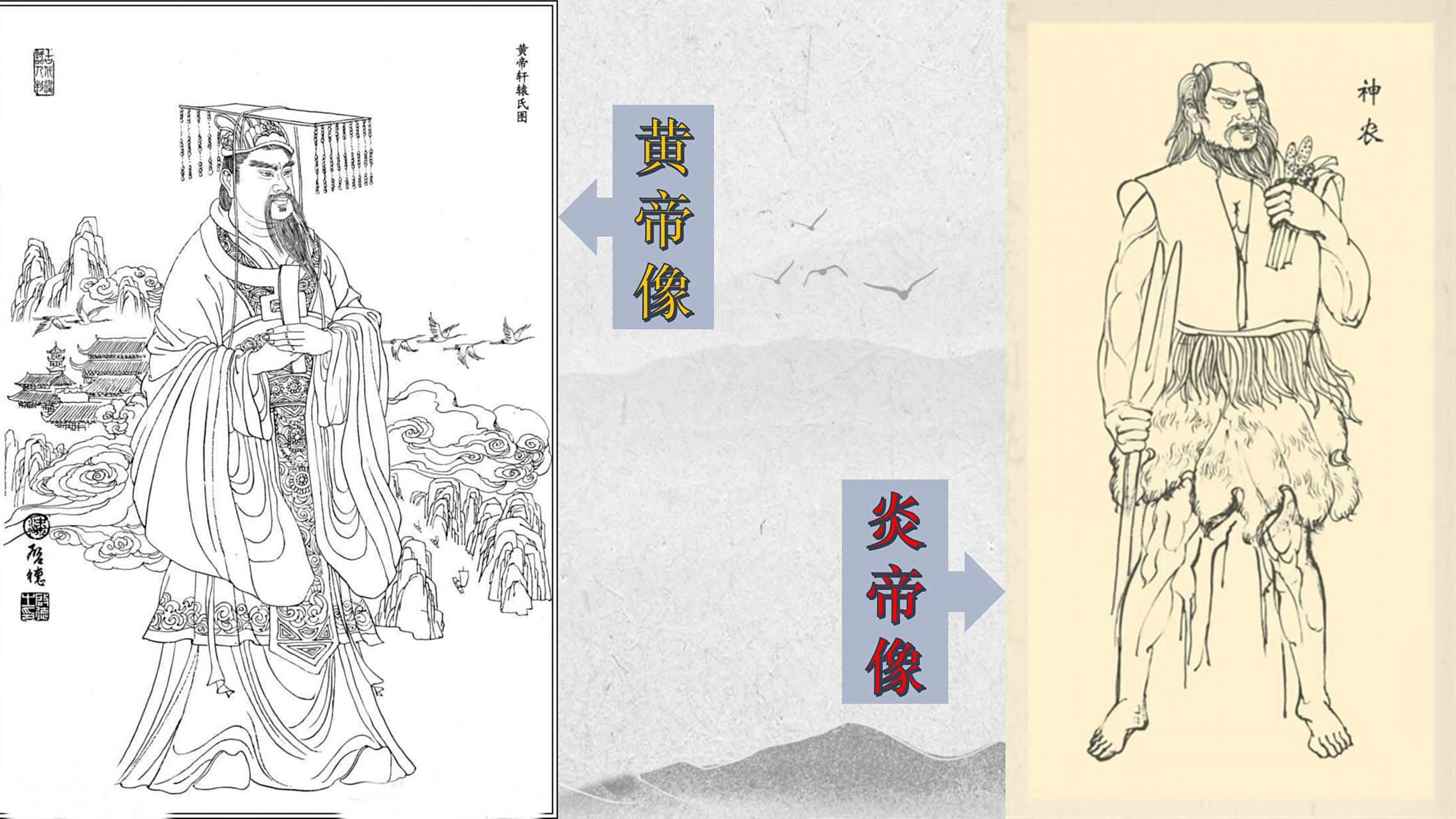 (2)阪泉之战,黄帝打败炎帝,两个部落渐渐融合成华夏族,华夏族在汉朝