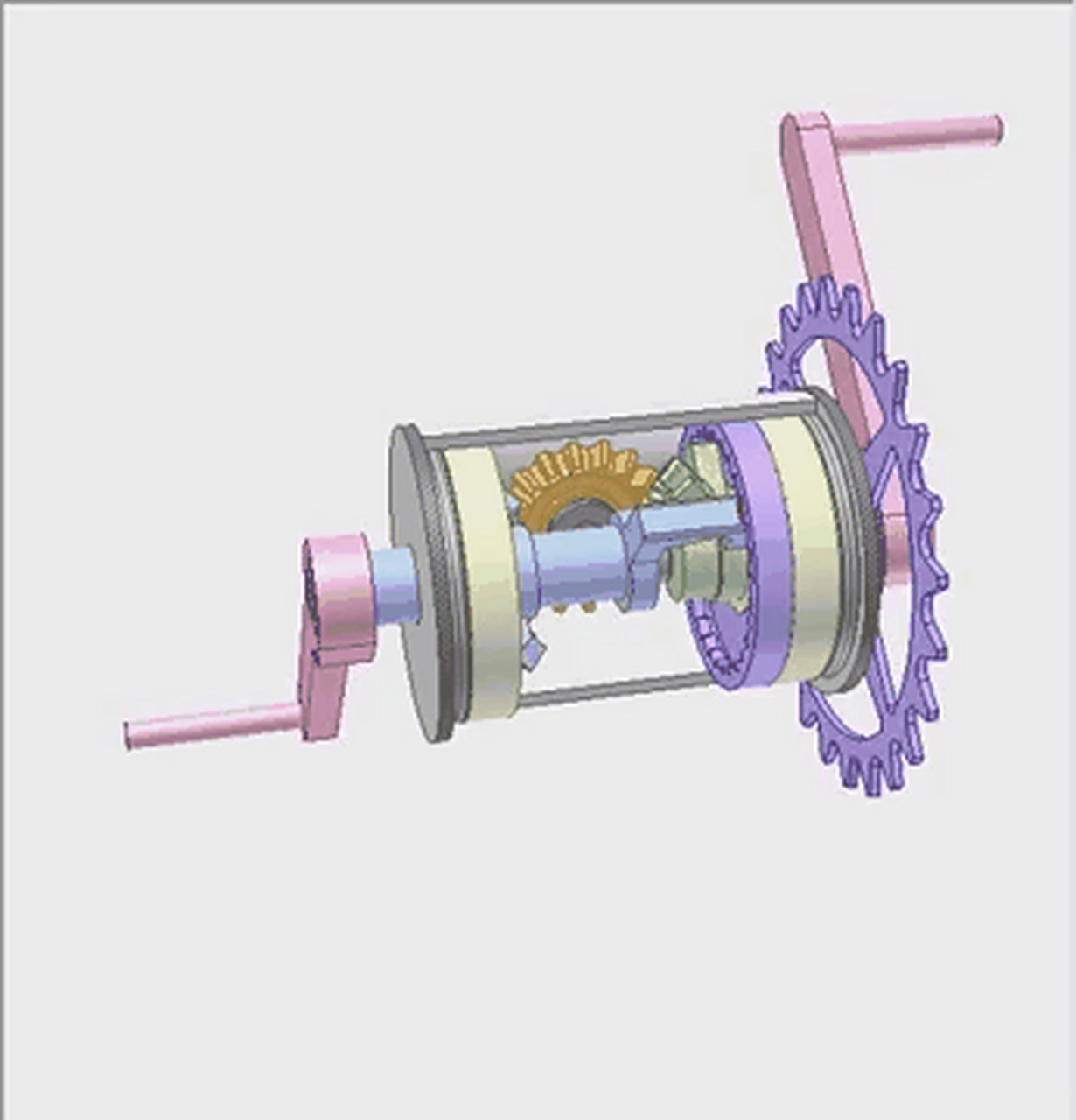 角度往复运动转单向旋转运动结构示意图