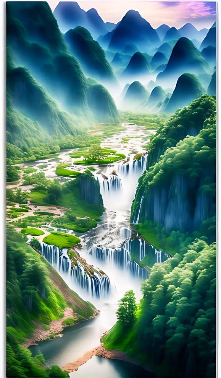 景区雄伟壮观,一帘瀑布飞泻直下,层层迷雾袅袅升起,珠玑飞溅,山水和鸣