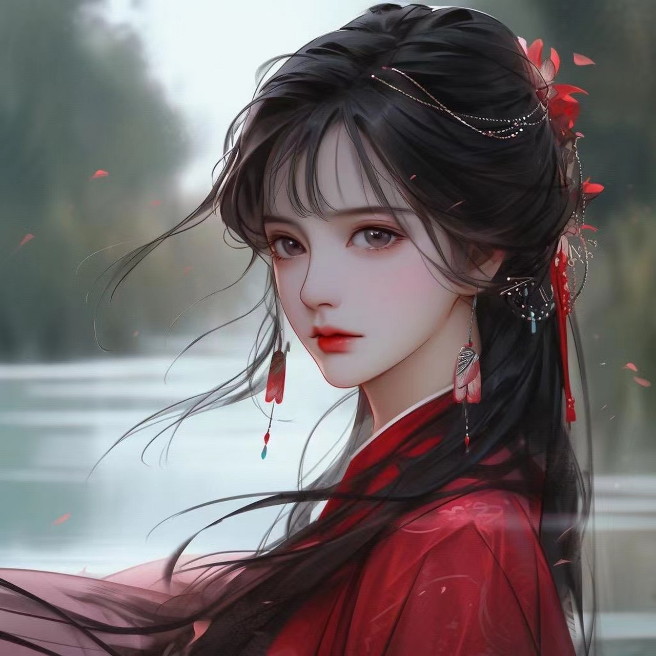 ai红衣古装美女动漫头像,还蛮好看的! #ai艺术季# #古风小分队