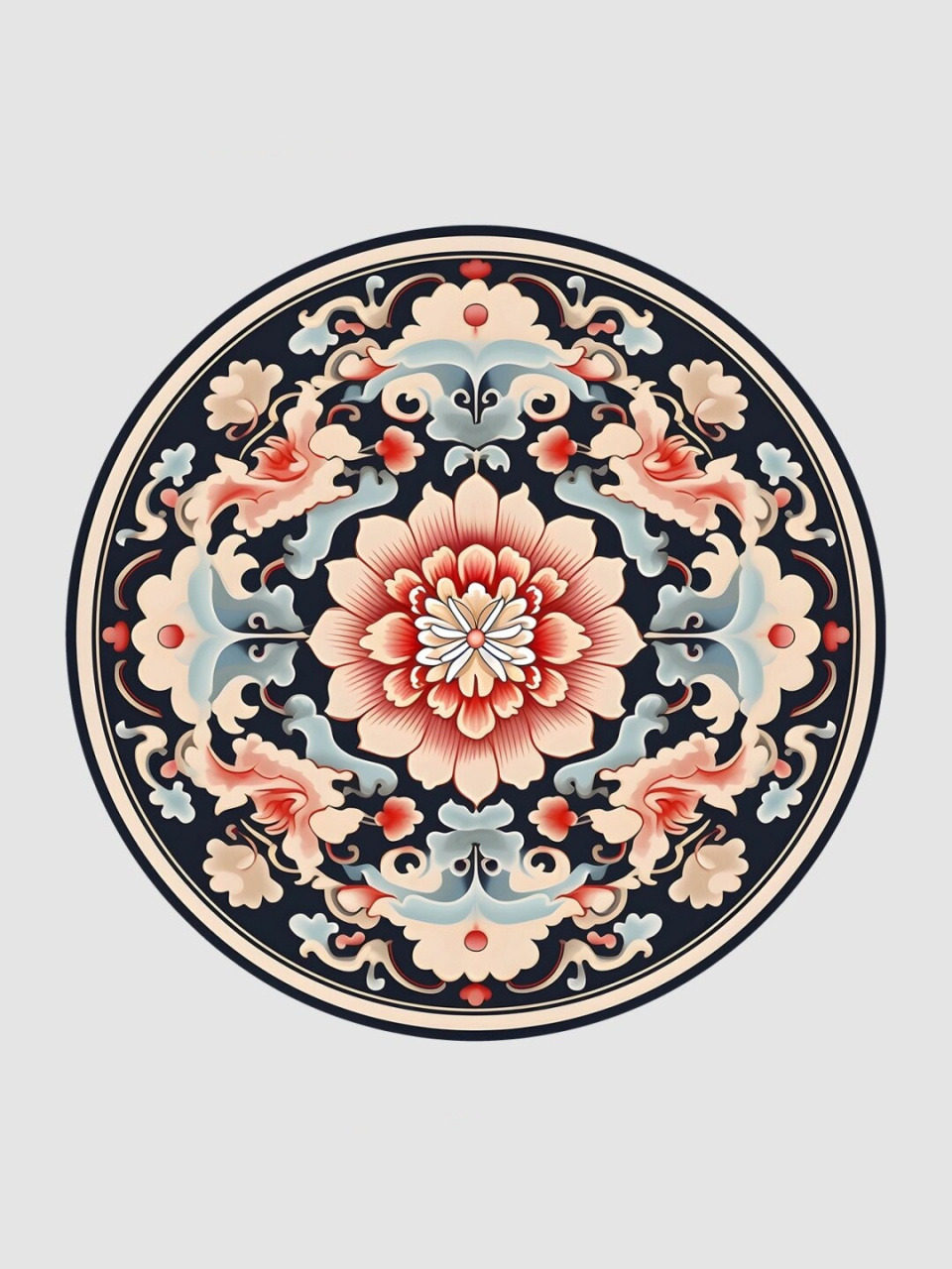 中国传统纹样花团锦簇  中纹是一种传统的中国装饰图案,通常以花卉