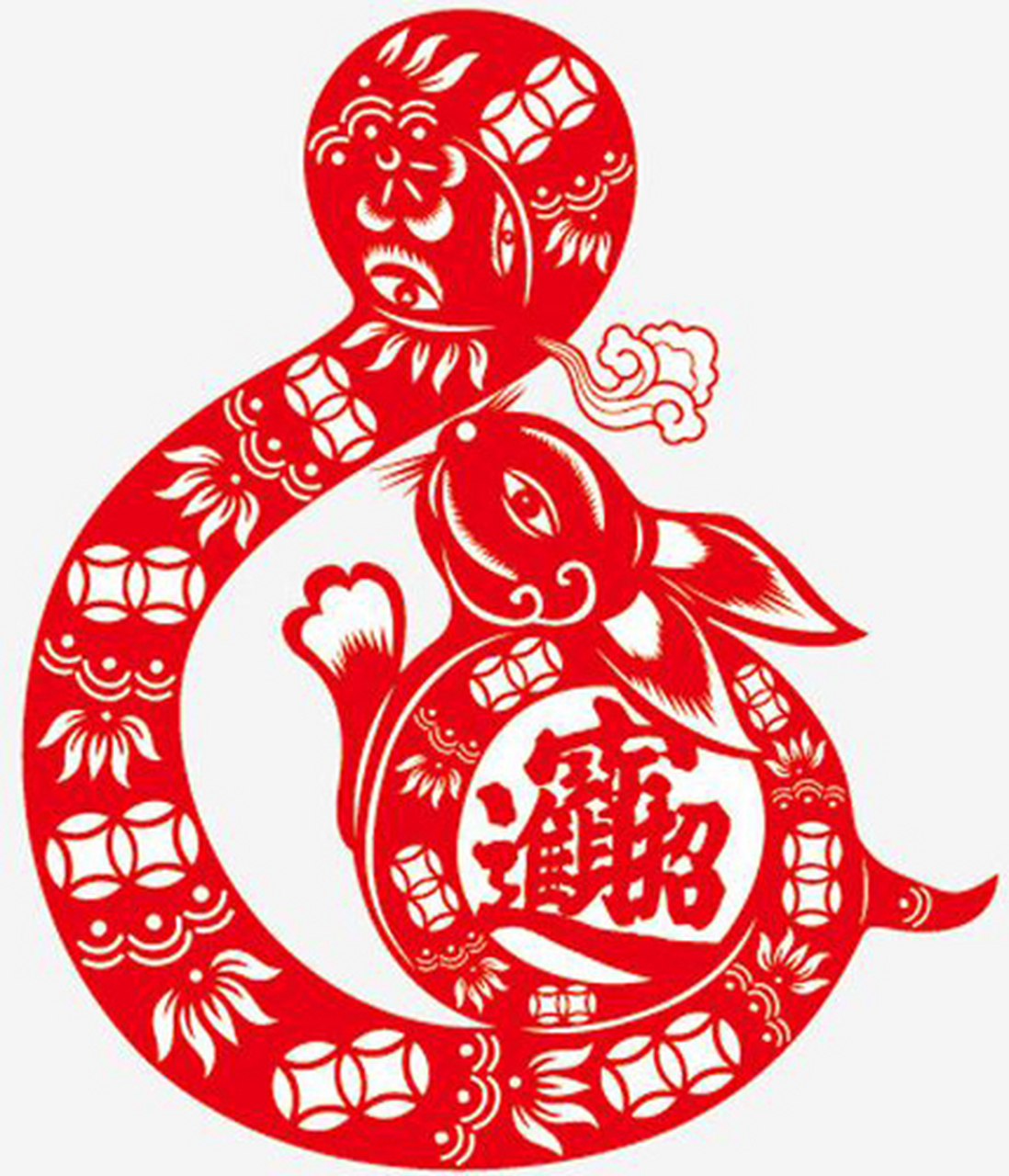"蛇盘兔,必定富",这句谚语是借兔和富的语言谐音来体现吉祥意义的