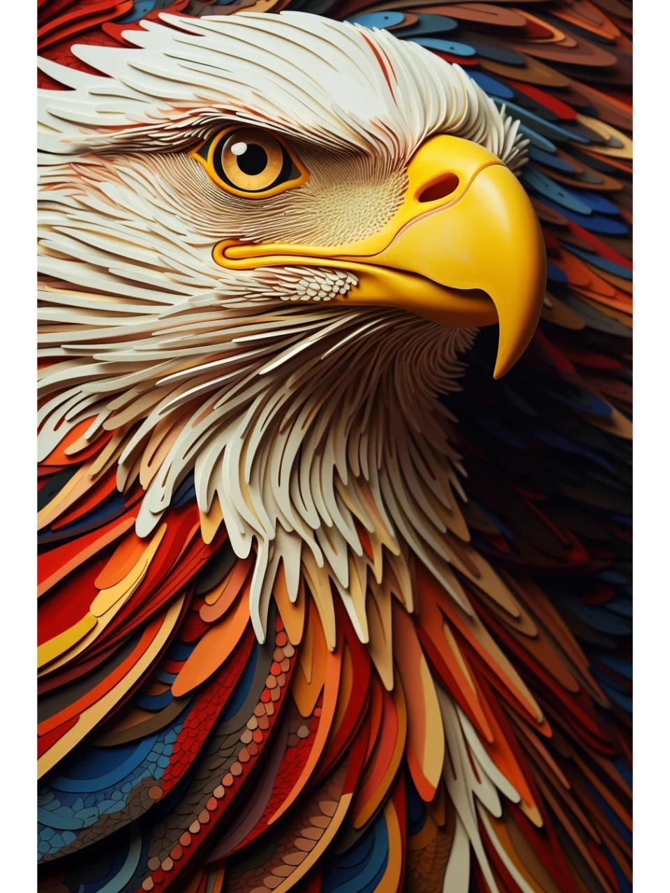 midjoureny 鹰视图  an eagle rendered in moiré patterns, op art