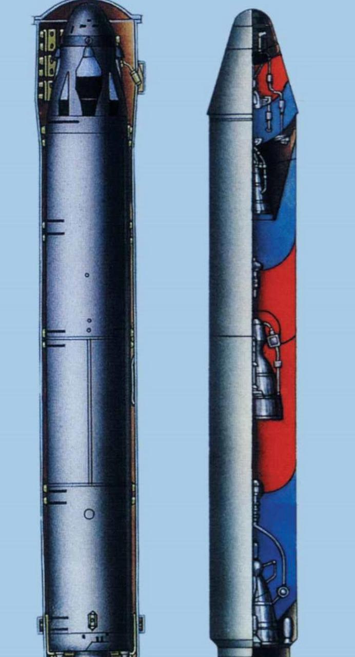 俄罗斯ss-n-23轻舟潜对地战略弹道导弹,1986年研制完成,导弹长14.