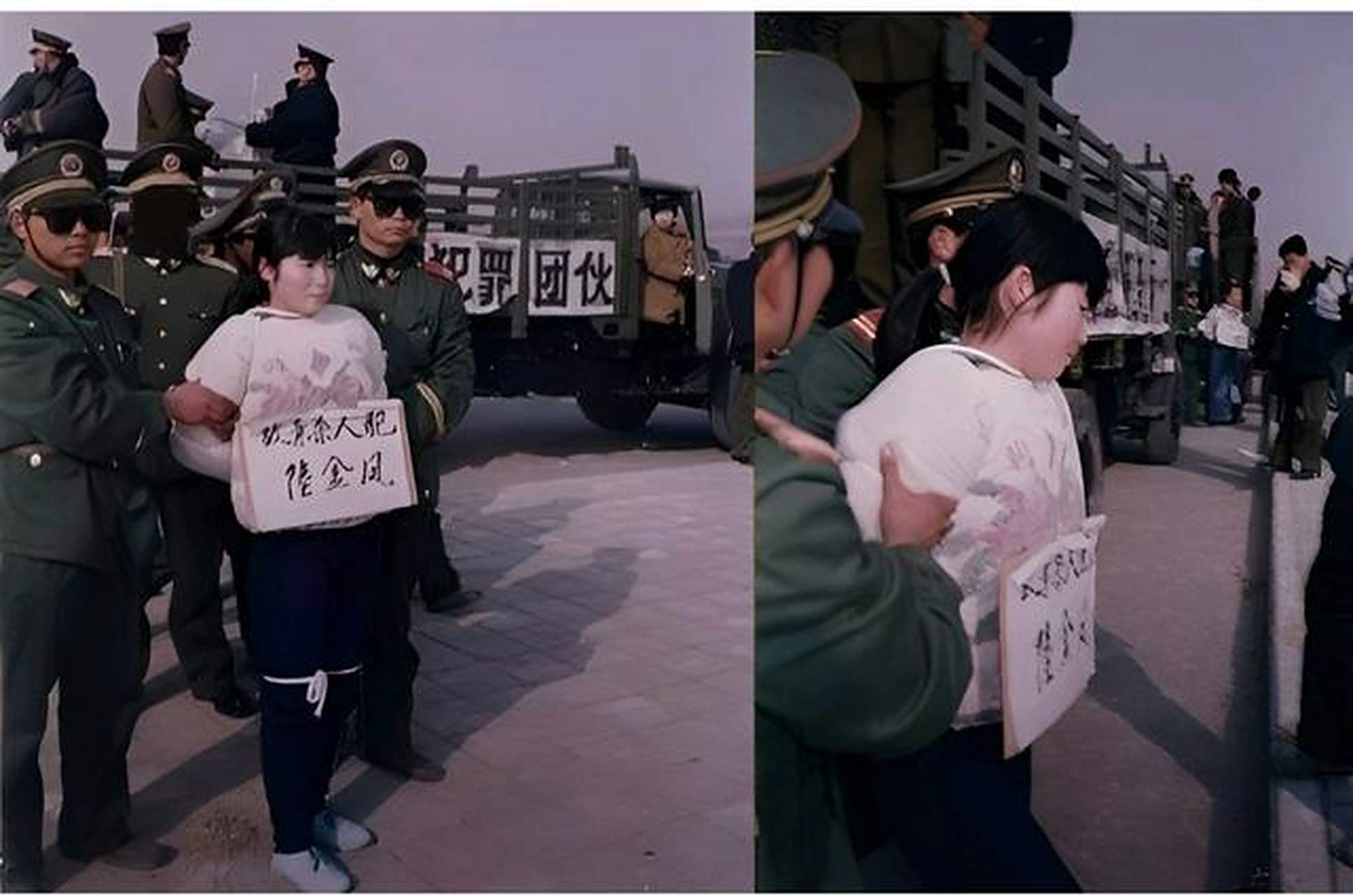 1995年,正被押送刑场的陆金凤,这个就要离开人世的女孩只有20岁,画面