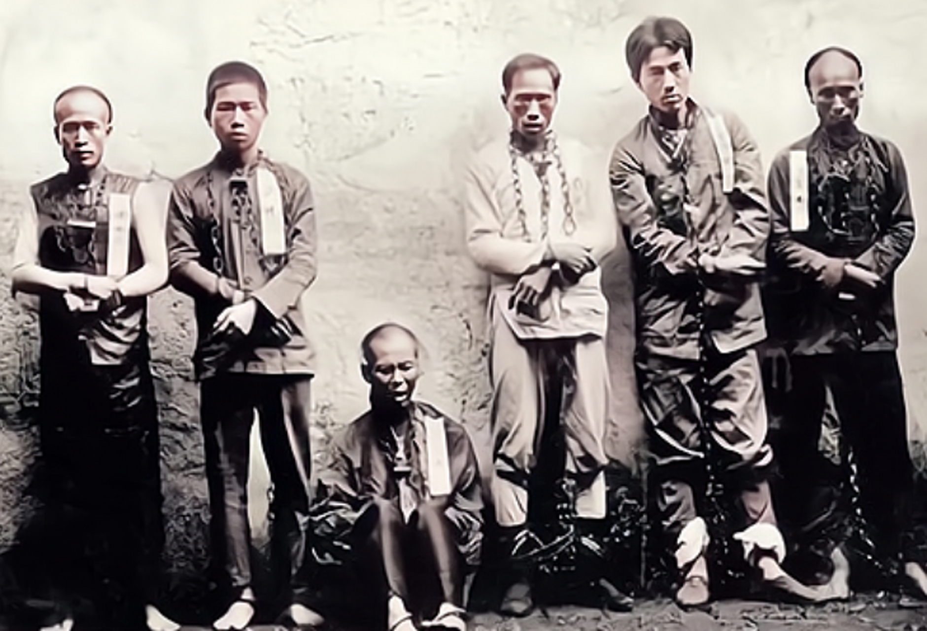 左边是清末的男妓,右边是黄花岗起义的烈士.