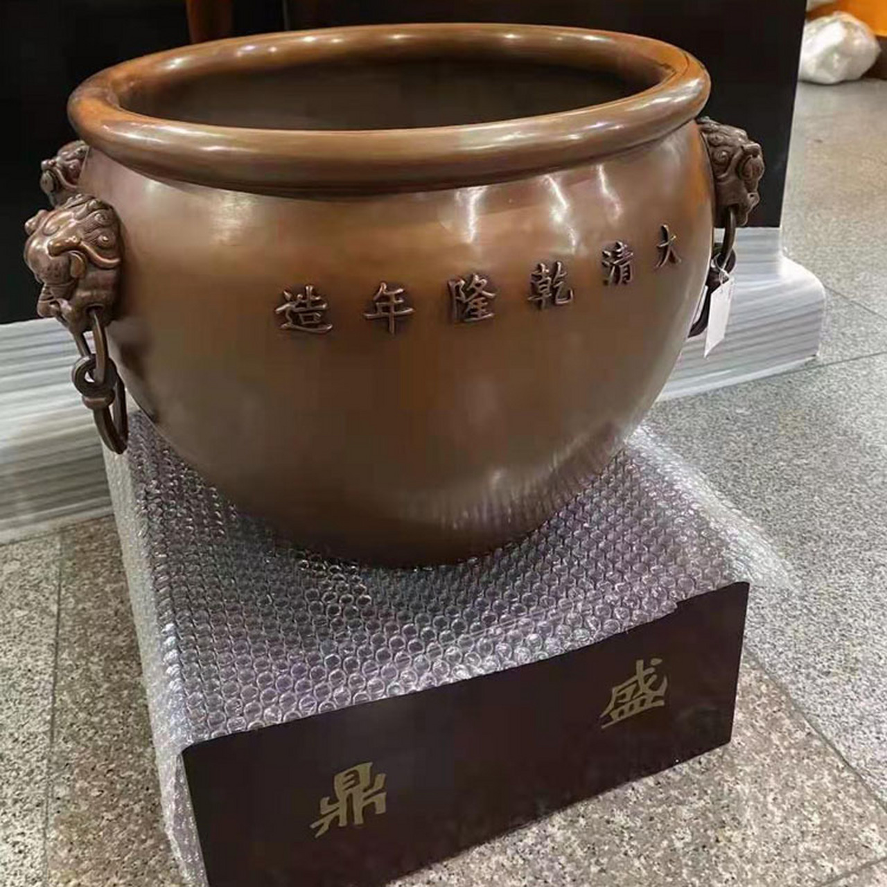 庭院铜水缸 铸铜大缸摆件 风水寓意铜大缸雕塑 铜缸铸造