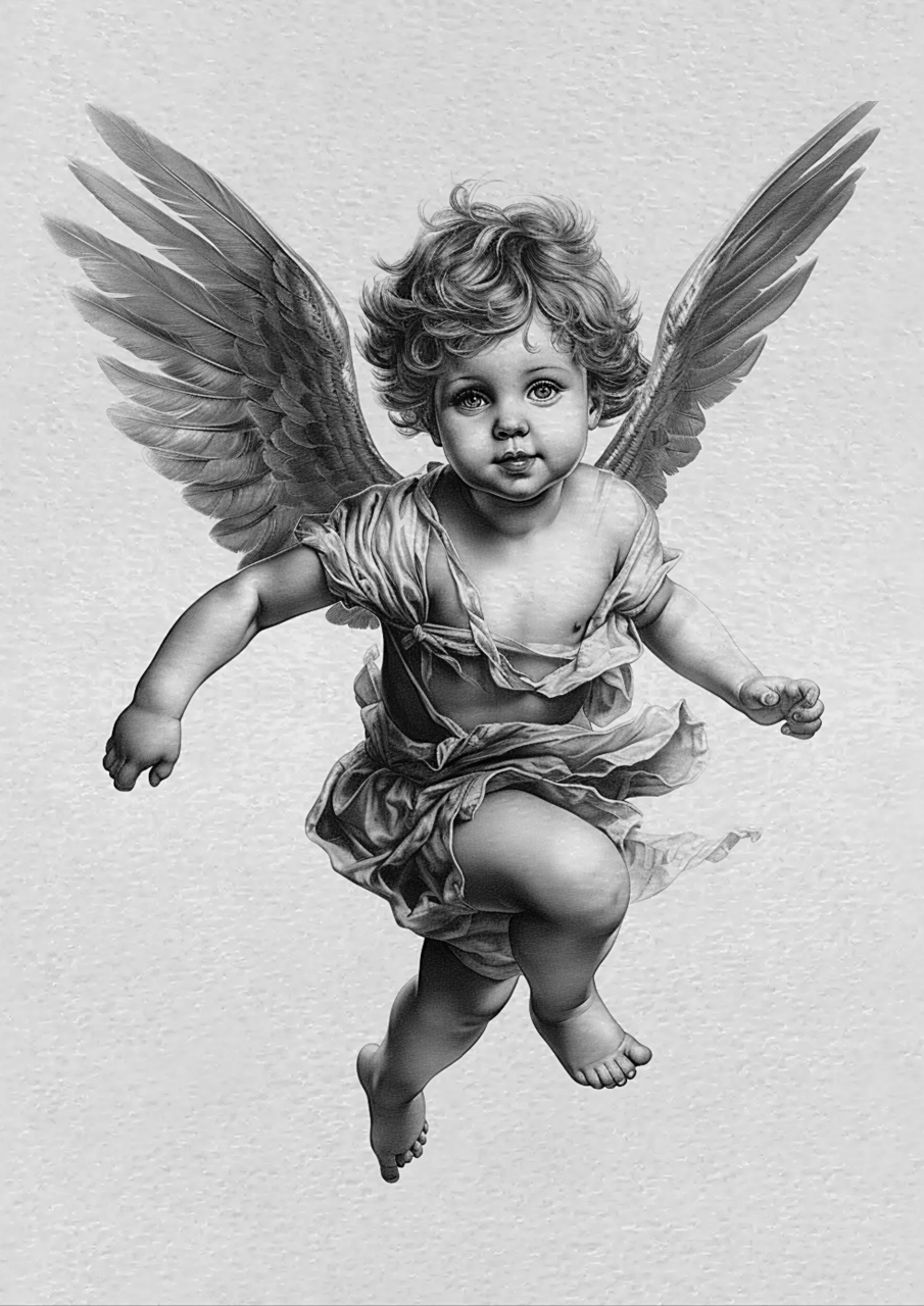 ai天使纹身手稿