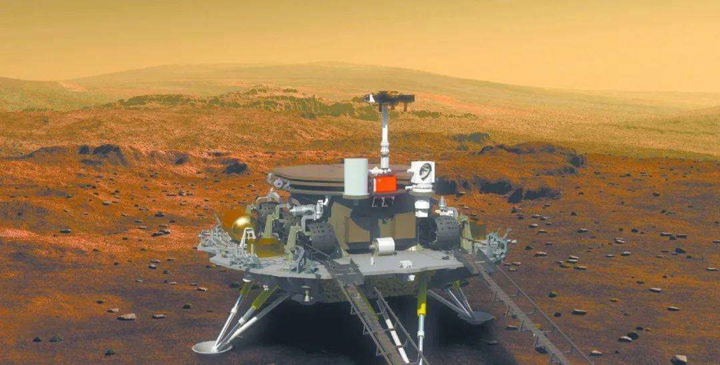 我们的天问一号火星探测器由太阳能电池供电.