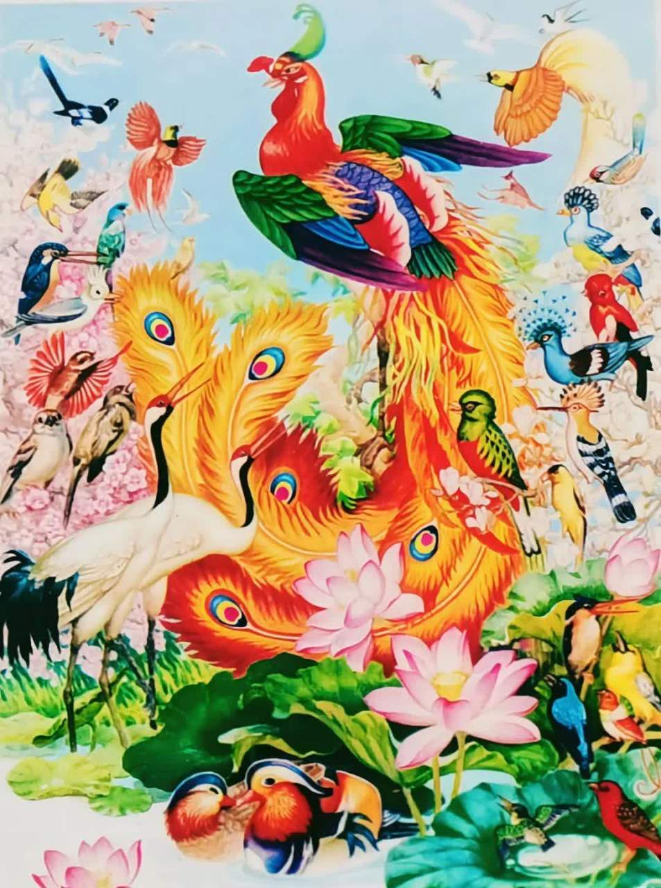 老年画:百鸟朝凤