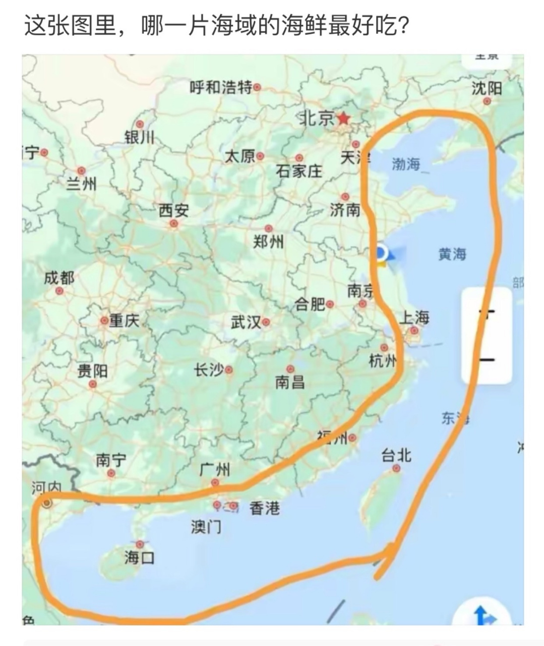 这张图里,哪一片海域的海鲜最好吃?