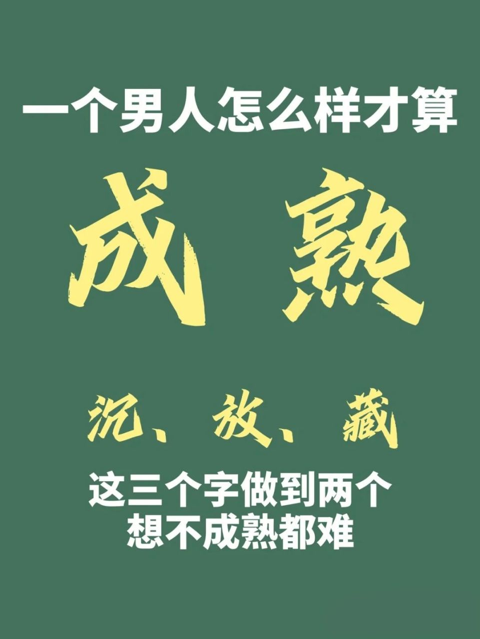 一个男人怎么样才算成熟 沉,放,藏,这三个字做到两个,想不成熟都难