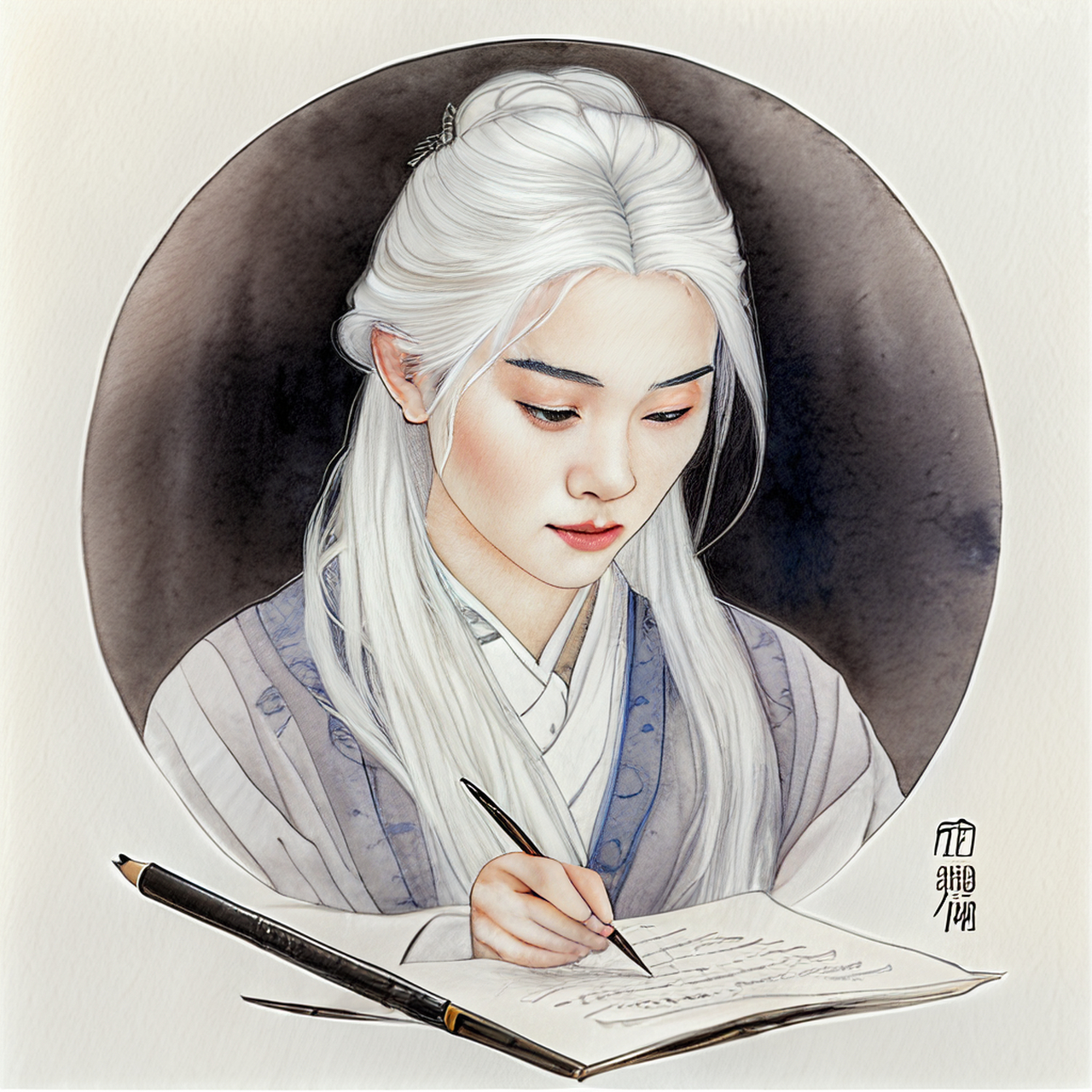 侯芭才一足,白首太玄经.艺术,清新,开阔#百度ai绘图黑科技