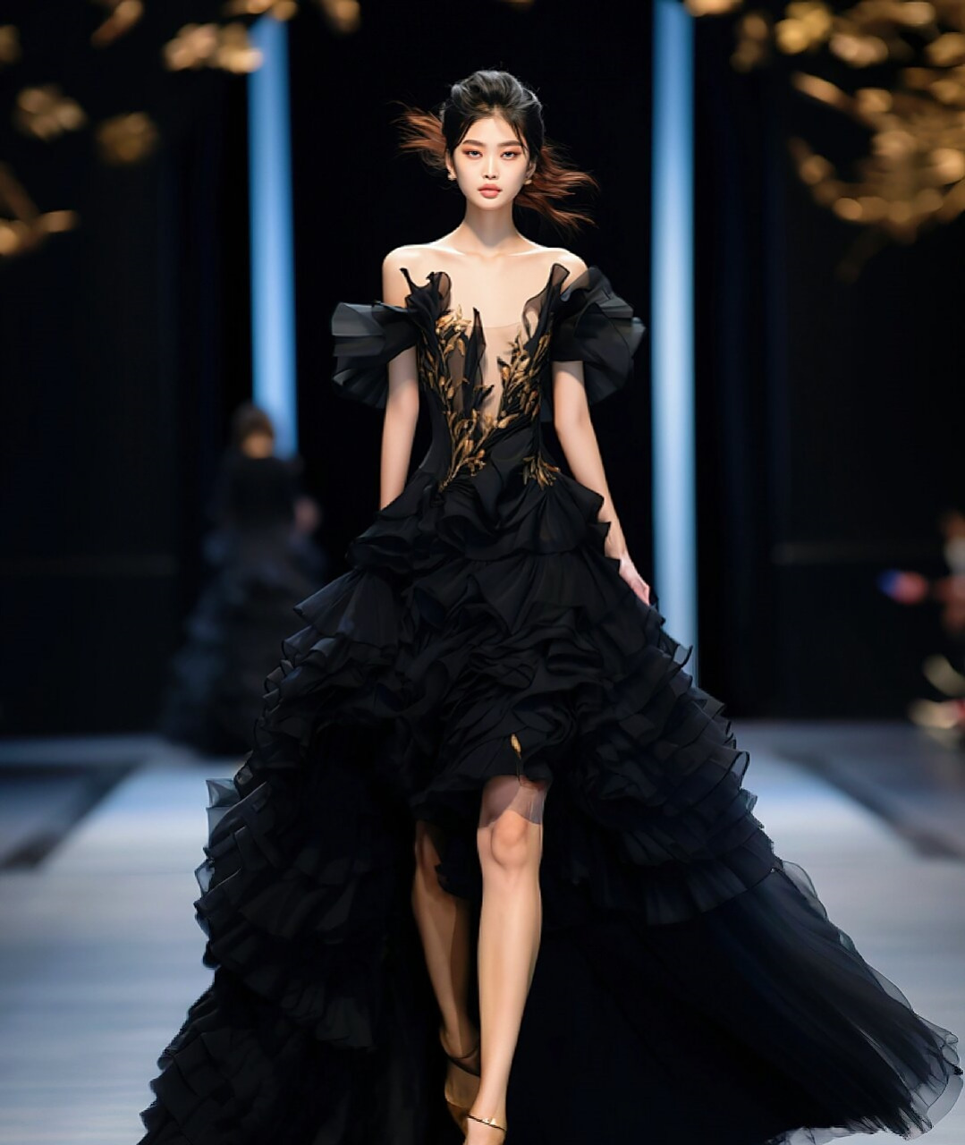 ai模特亮相t台 引领时尚潮流	  ai midjourney大胆尝试经典黑裙新造型