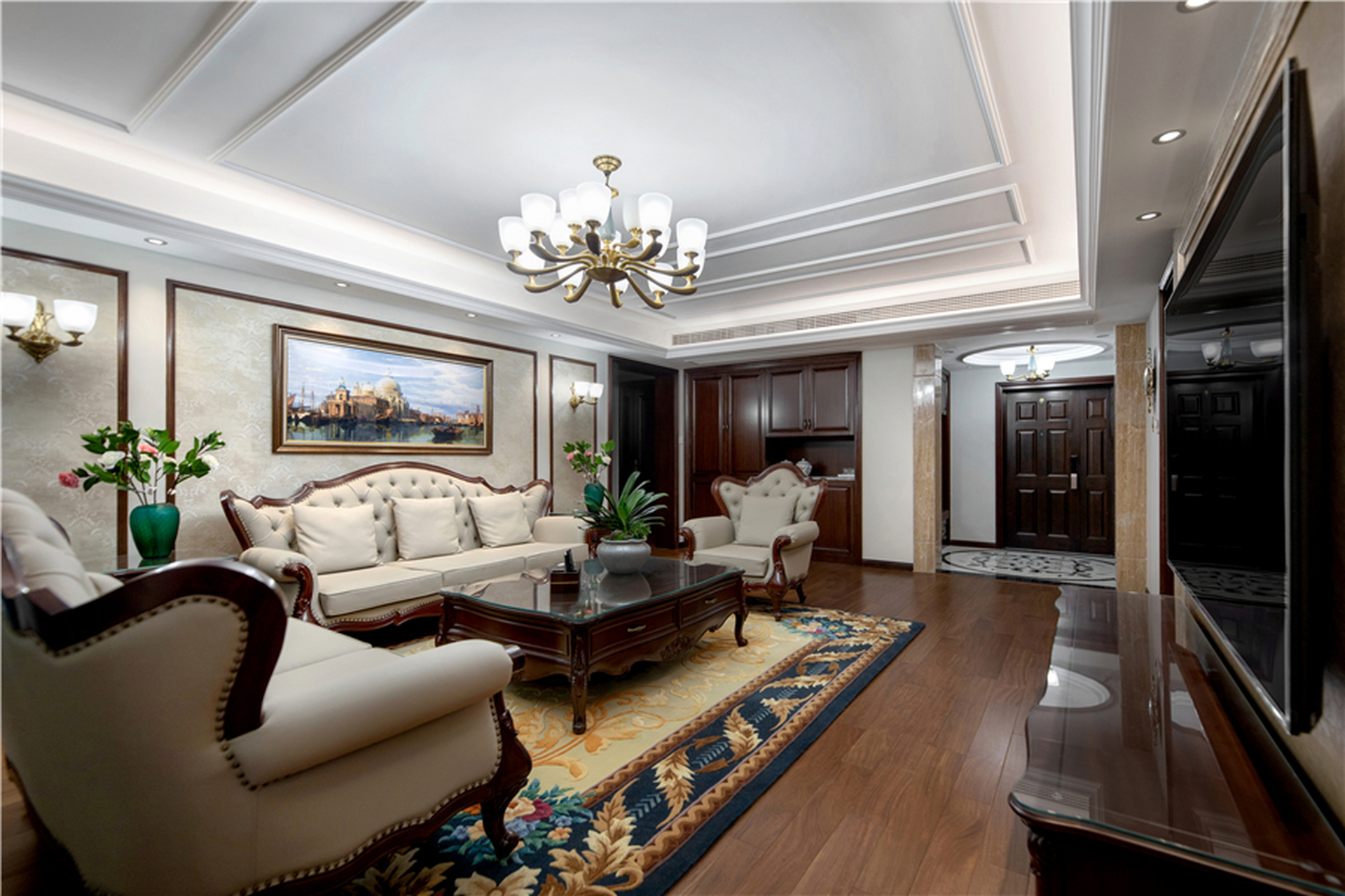 160㎡经典美式风格,品味复古的醇香 业主追求稳重大方的设计,对材料