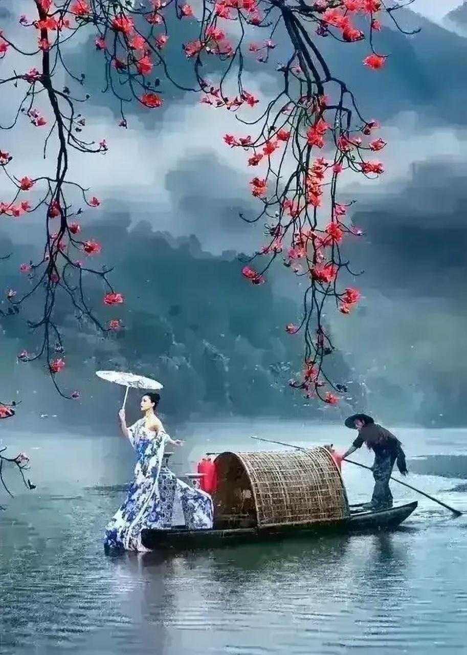 上联,一叶小舟雨中行, 下联,老师请?