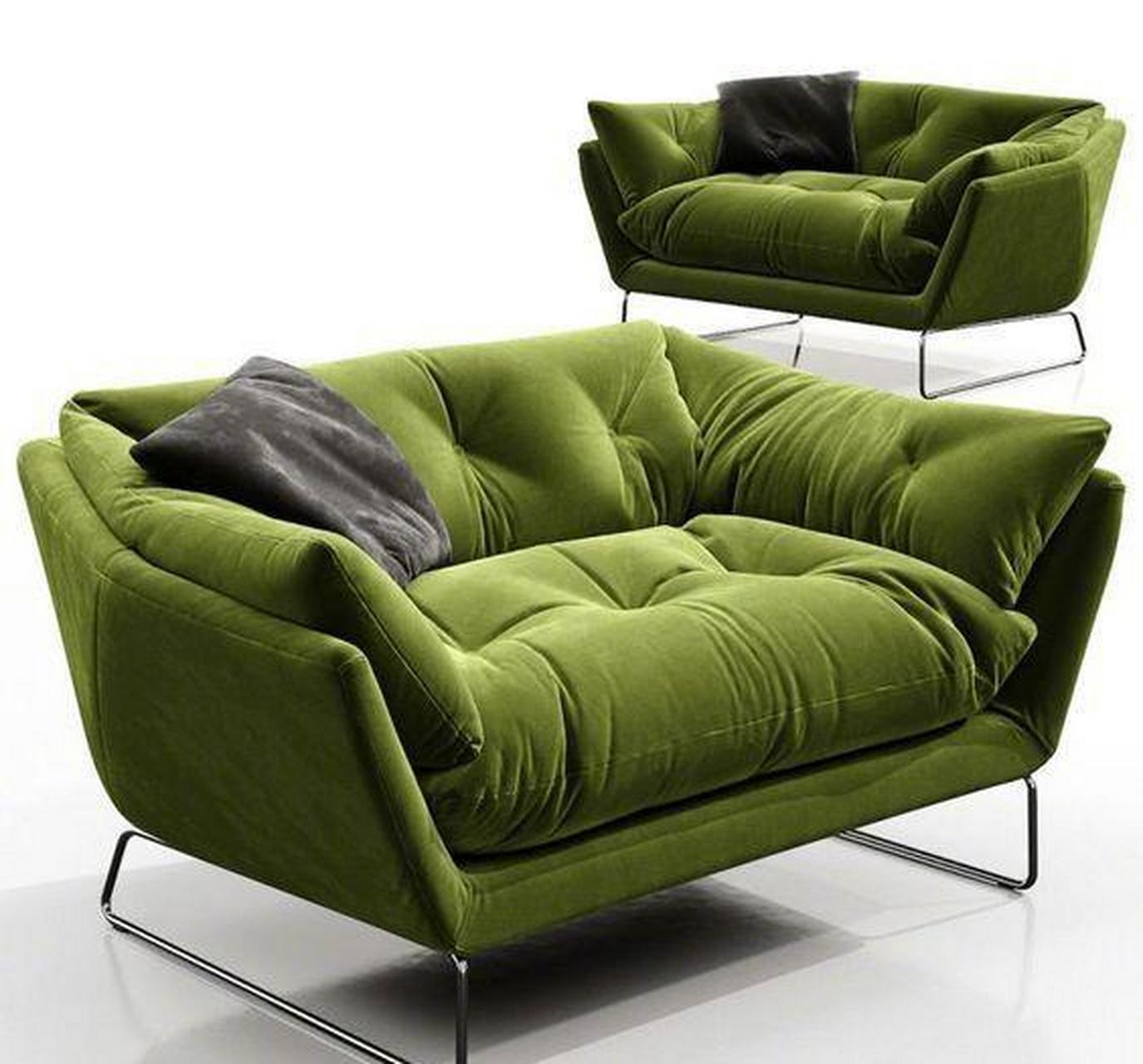 森林系的设计里可以试试绿色沙发. 深邃的绿色之美,看过心情平静了.