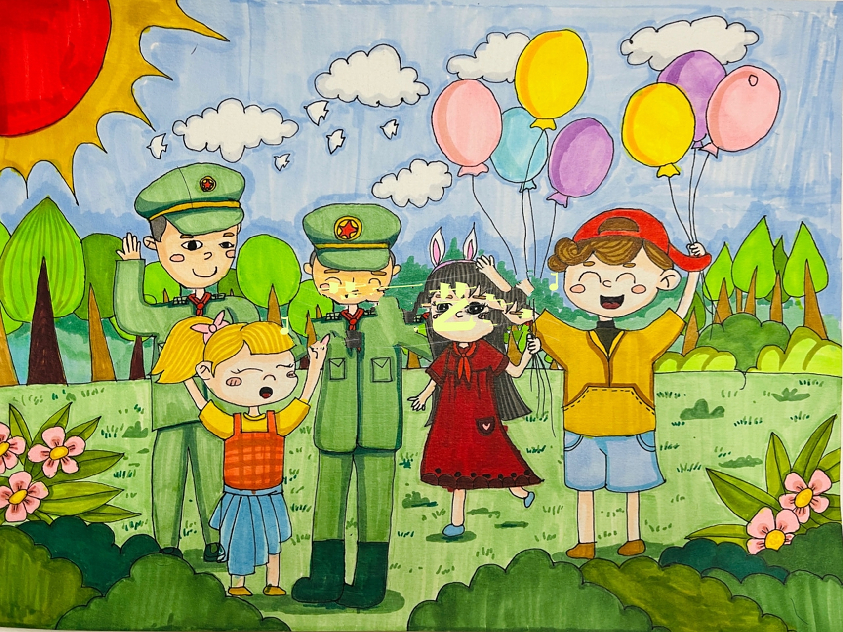 拥军优属 儿童画	拥军优属 儿童画