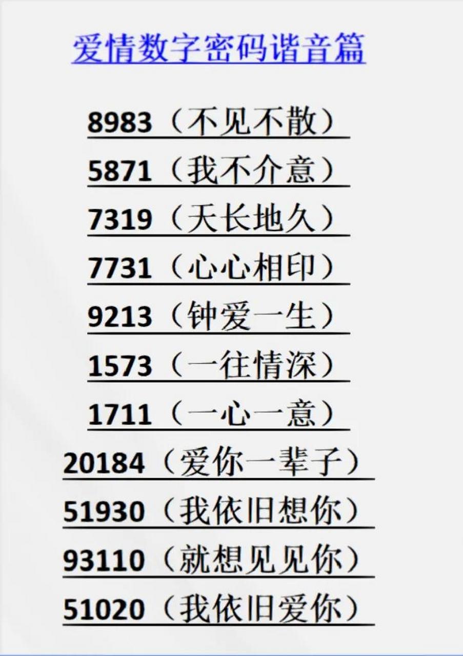 爱情数字爱情密码图片