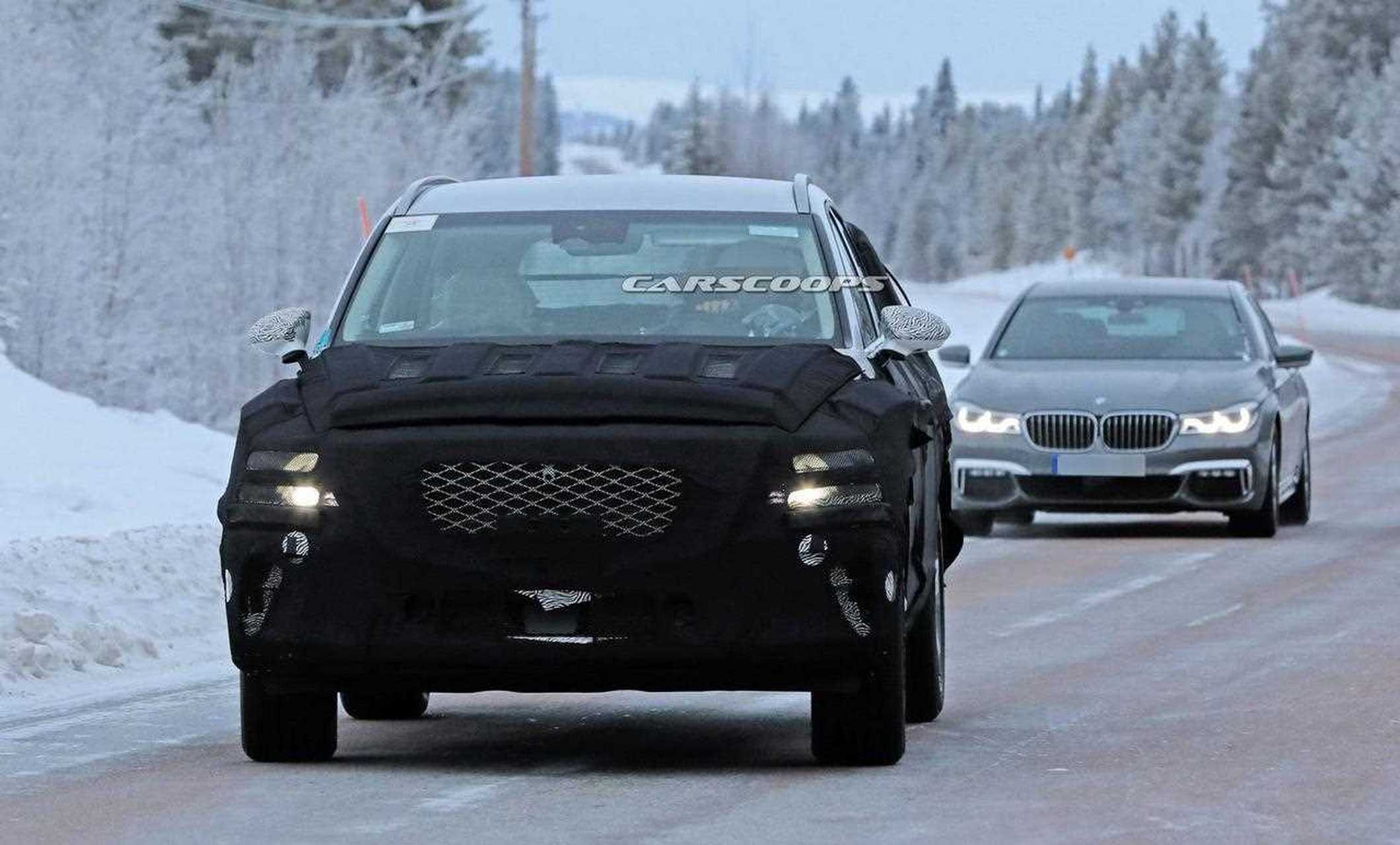 2020款现代劳恩斯(genesis)gv80路试(图源见水印),中大型suv,配3.