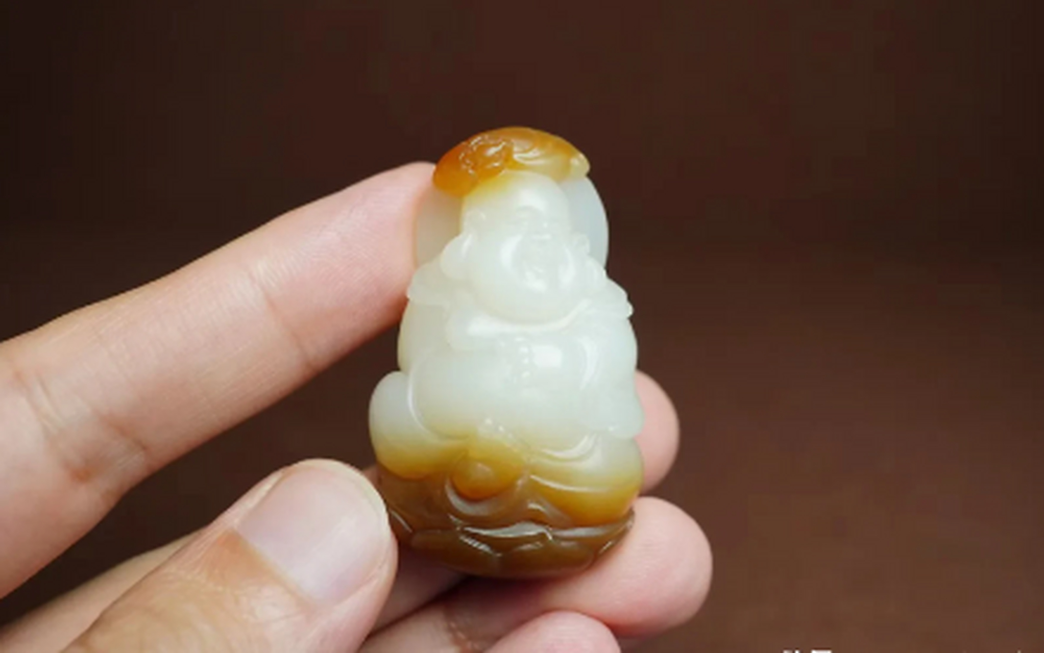 点击头像看直播##和田玉#和田且末料糖白弥勒佛 稀有高品质 红糖白肉