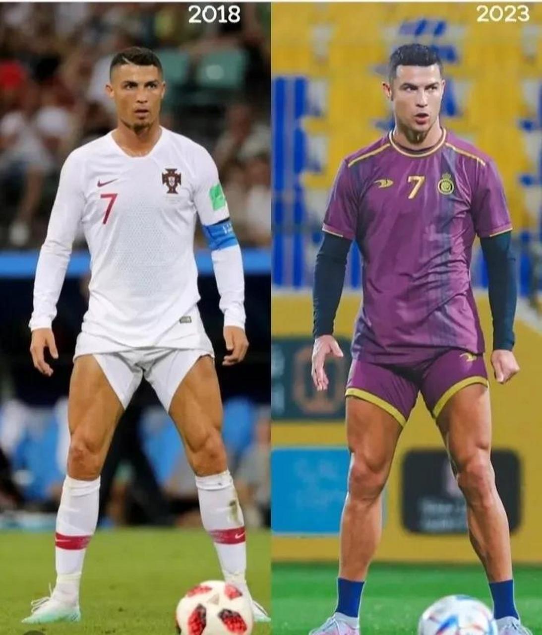 相差5年,#c罗# 腿部肌肉一点变化都没有,令人难以置信,而上身看起来又