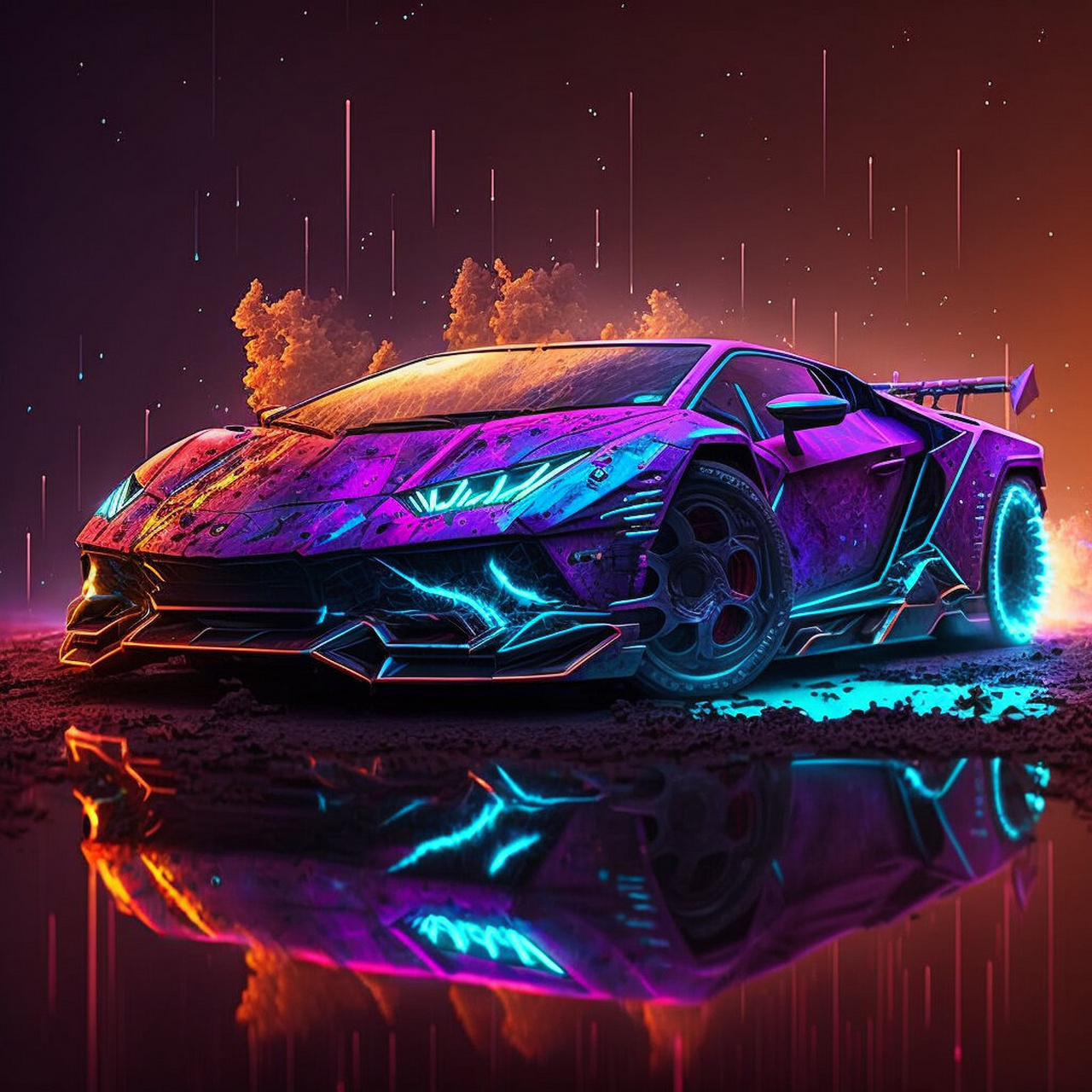 ai产品   兰博基尼酷炫赛博朋克风       兰博基尼酷炫赛博朋克风ai