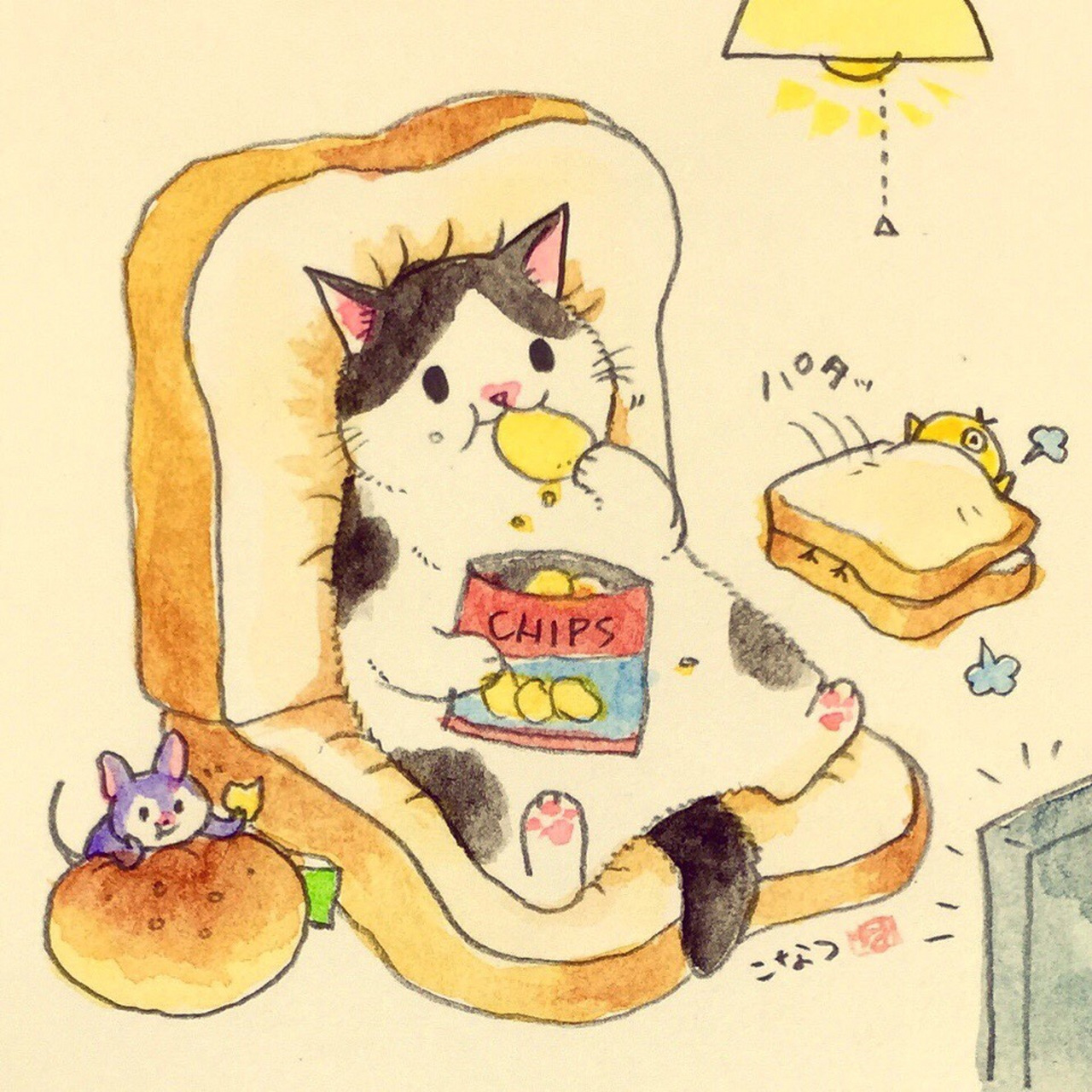 [气球]治愈系插画——软萌吃货小动物[气球] 画师:konatsu_tunacan 风