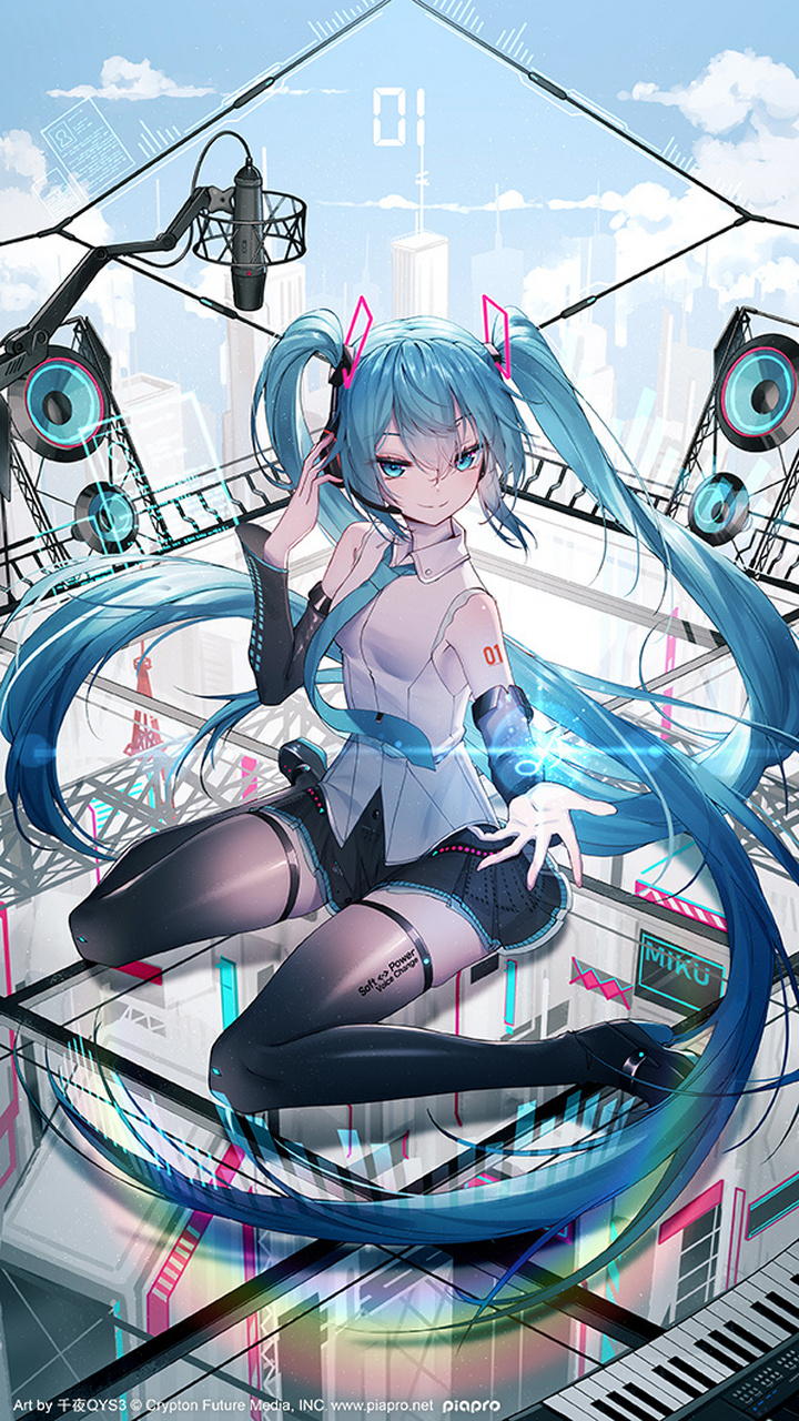 插画 画师 千夜qys3 绘制的初音未来