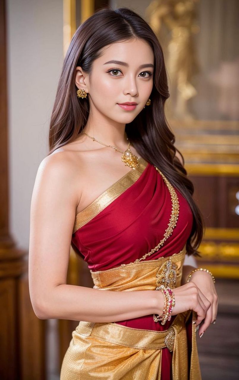 喜欢金色,还是红色? #ai美女