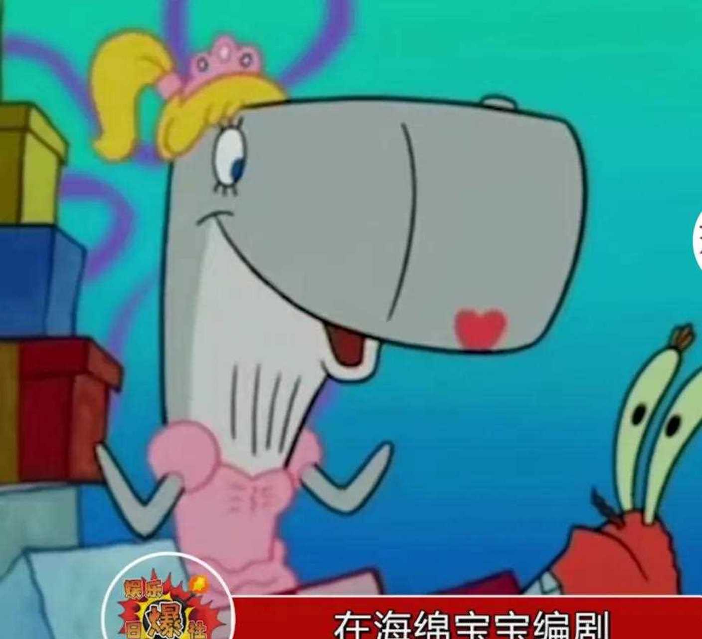 因为珍珍,它是被捡来的,而且它是被蟹老板发现然后它妈妈的尾巴旁边