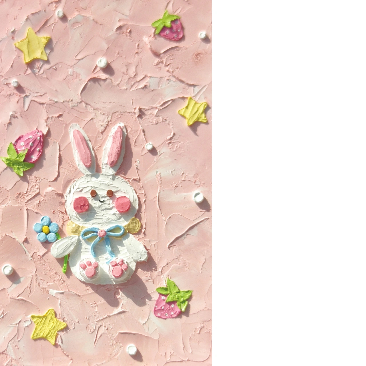 油画棒画|超级立体的小兔子壁纸来啦!